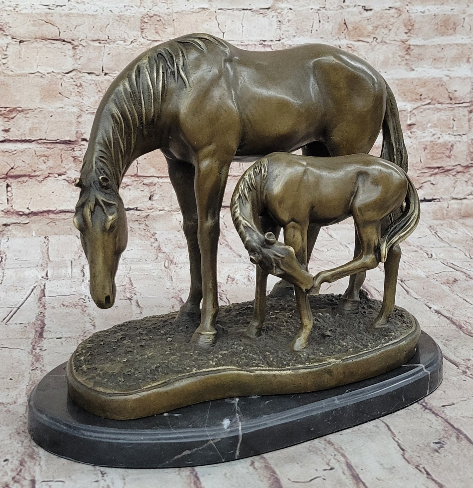 Art Deco Hand Made Two Horses Bronze Museum Quality Artwork Figurine Figure Sale