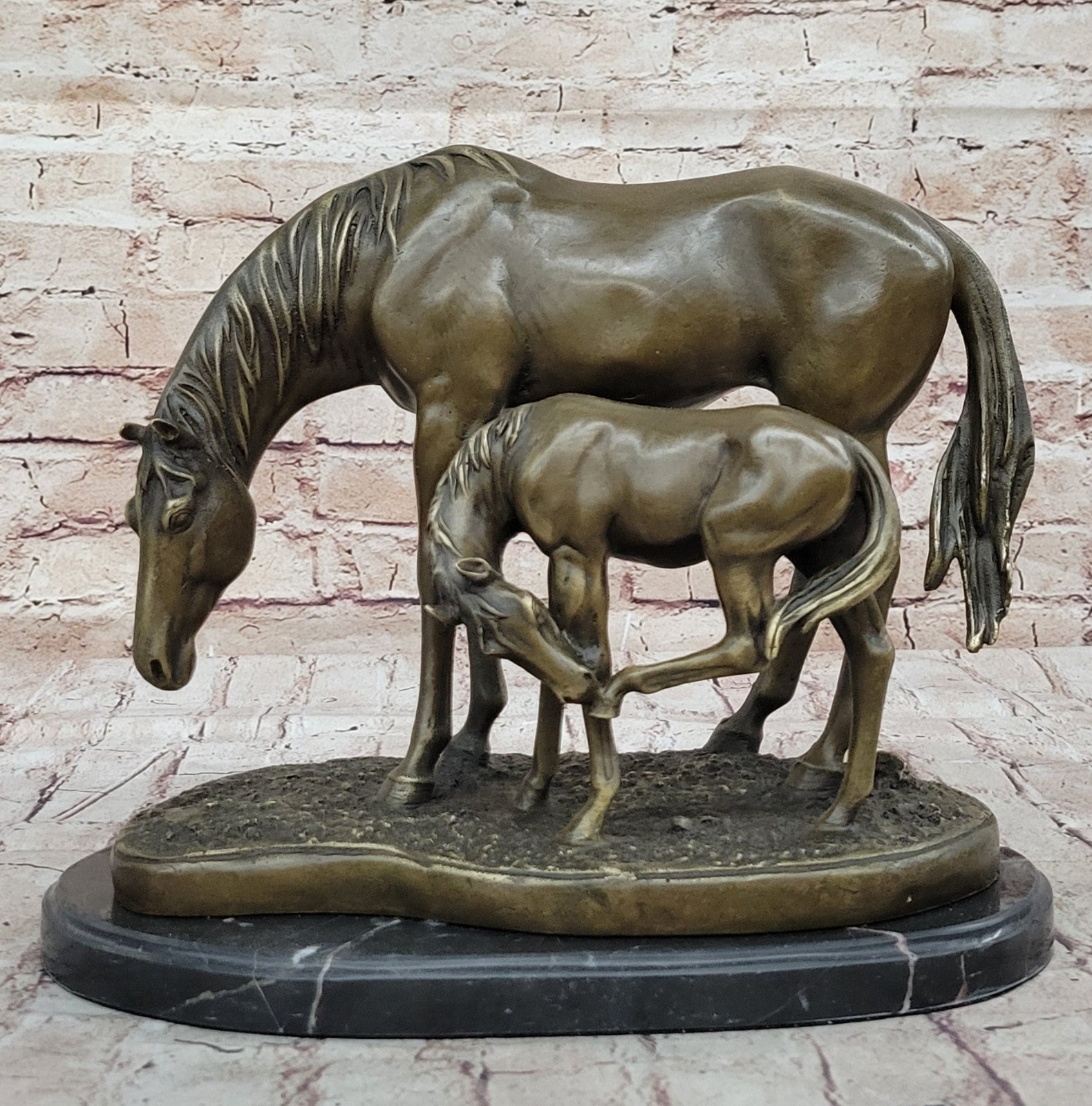 Art Deco Hand Made Two Horses Bronze Museum Quality Artwork Figurine Figure Sale