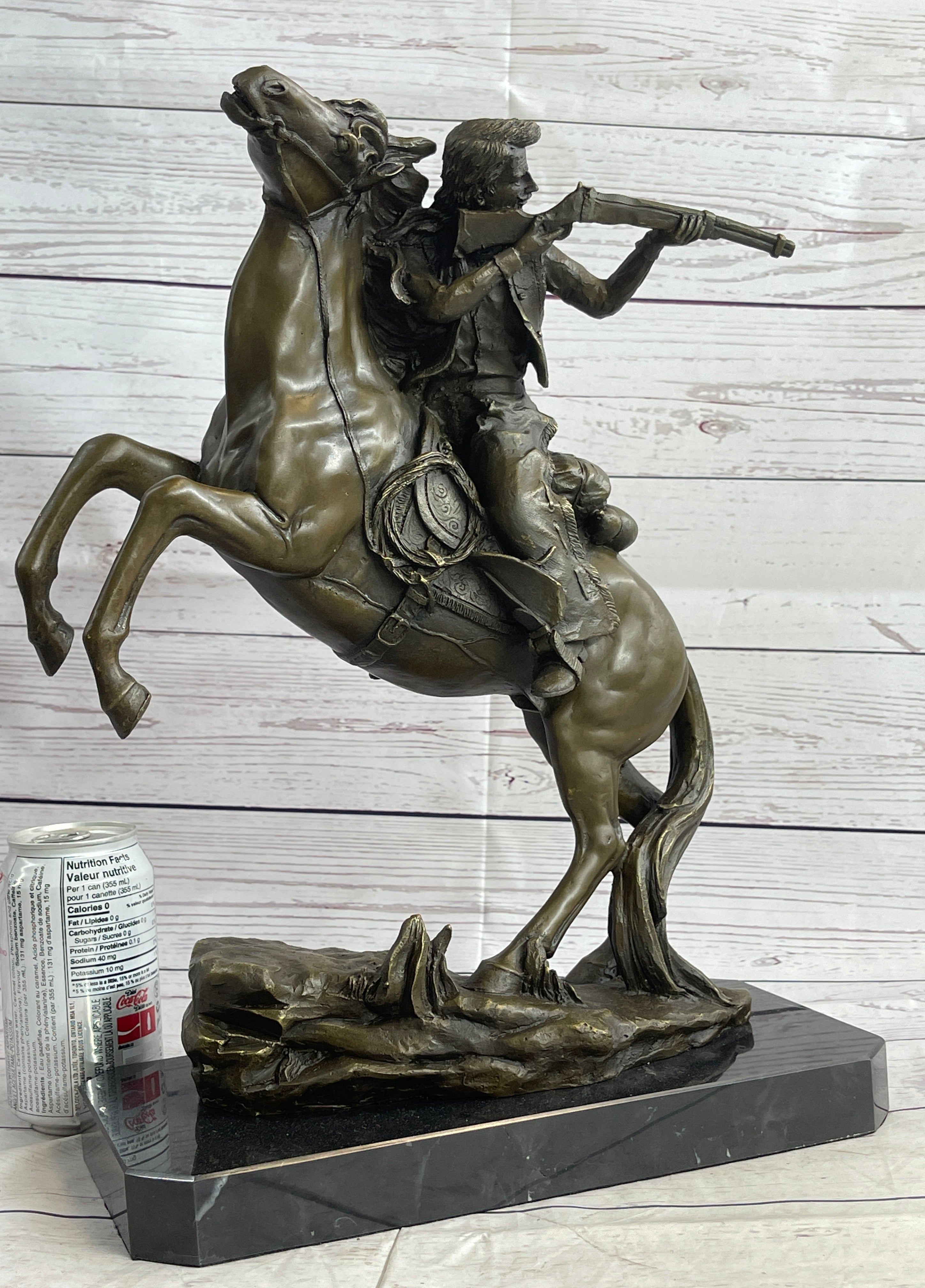 Western Art Old West Cowboy with Gun a Remington Tribute Bronze Sculpture Figure