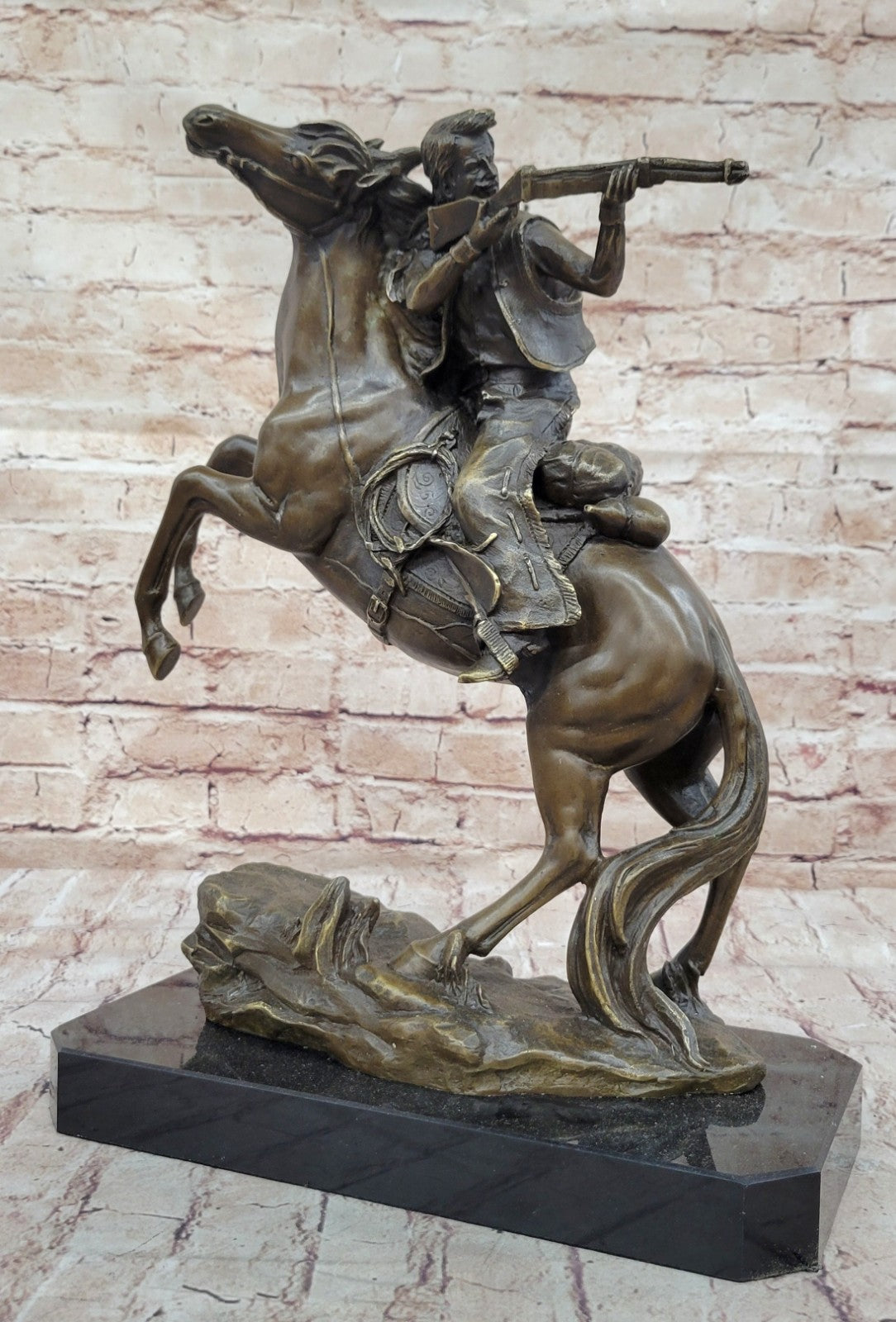 Western Art Old West Cowboy with Gun a Remington Tribute Bronze Sculpture Figure