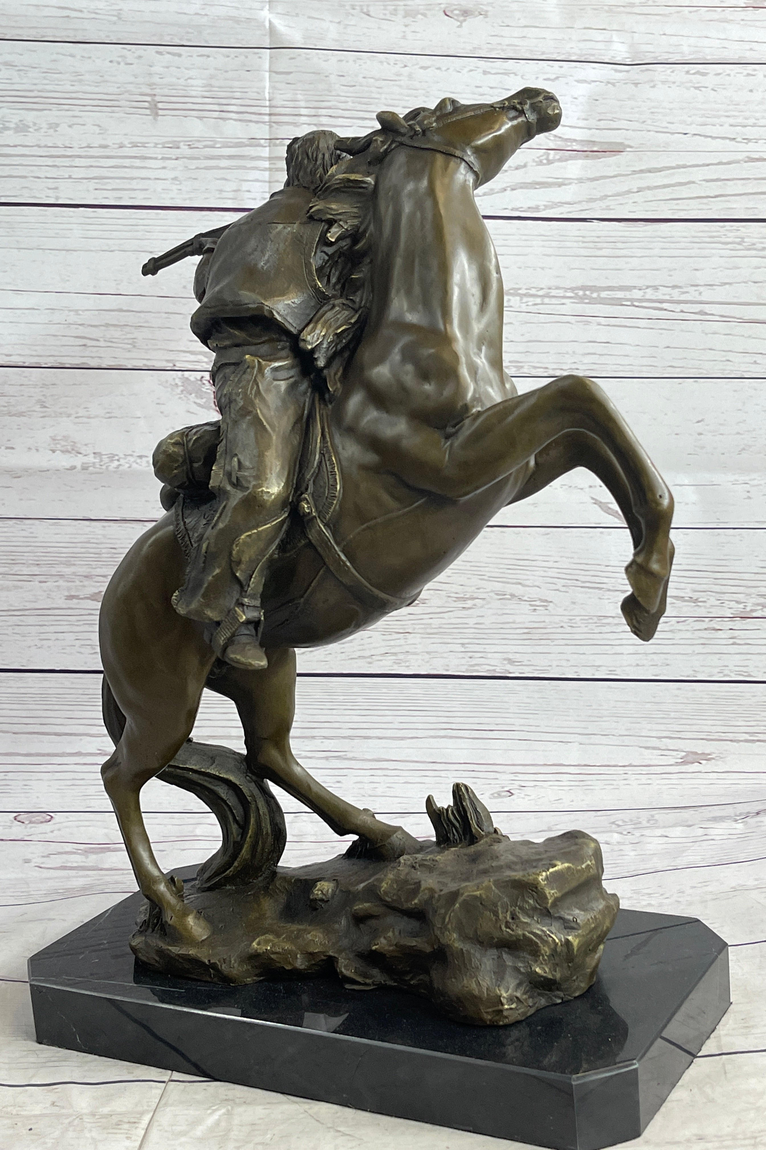 Western Art Old West Cowboy with Gun a Remington Tribute Bronze Sculpture Figure