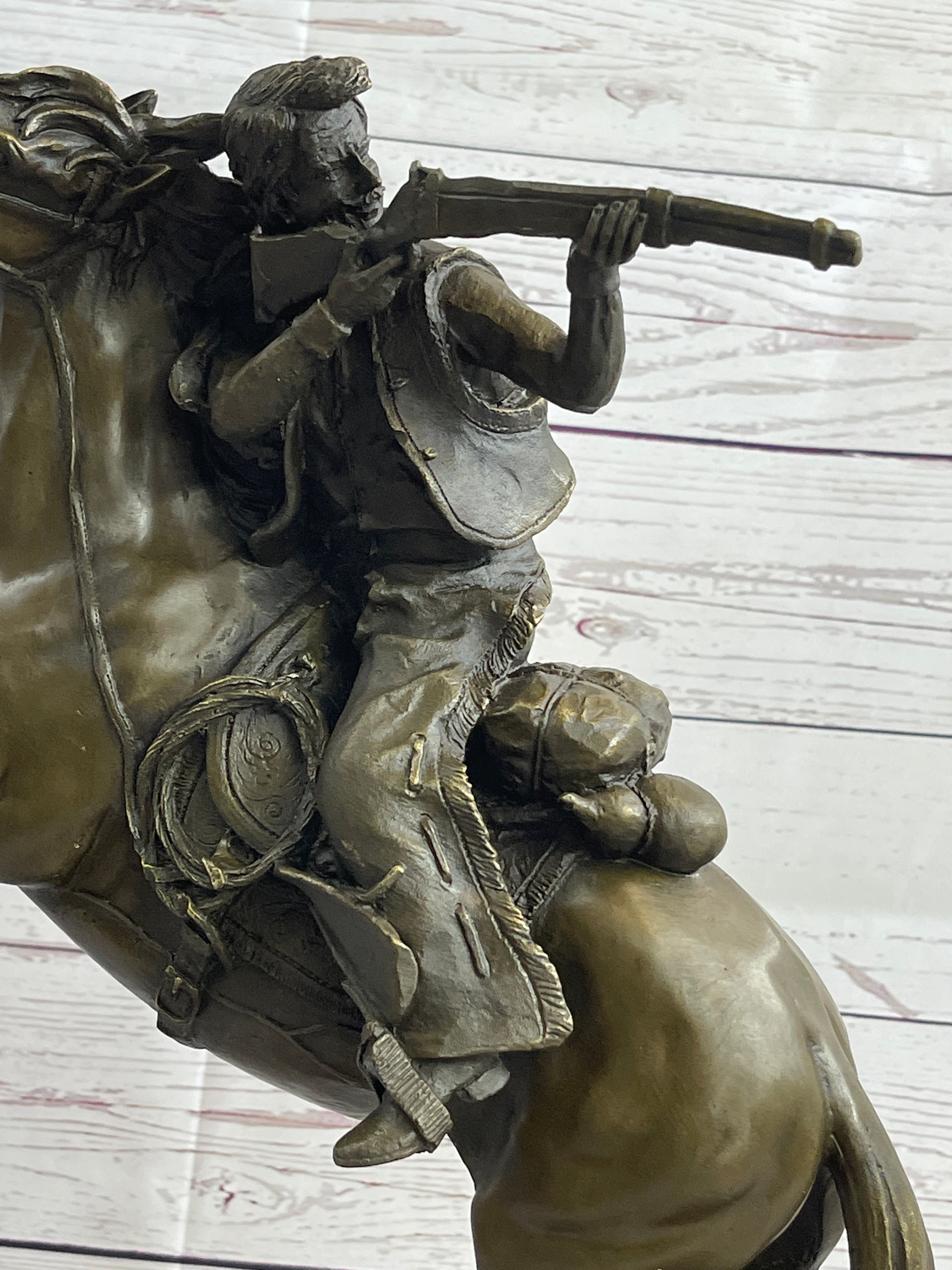 Western Art Old West Cowboy with Gun a Remington Tribute Bronze Sculpture Figure