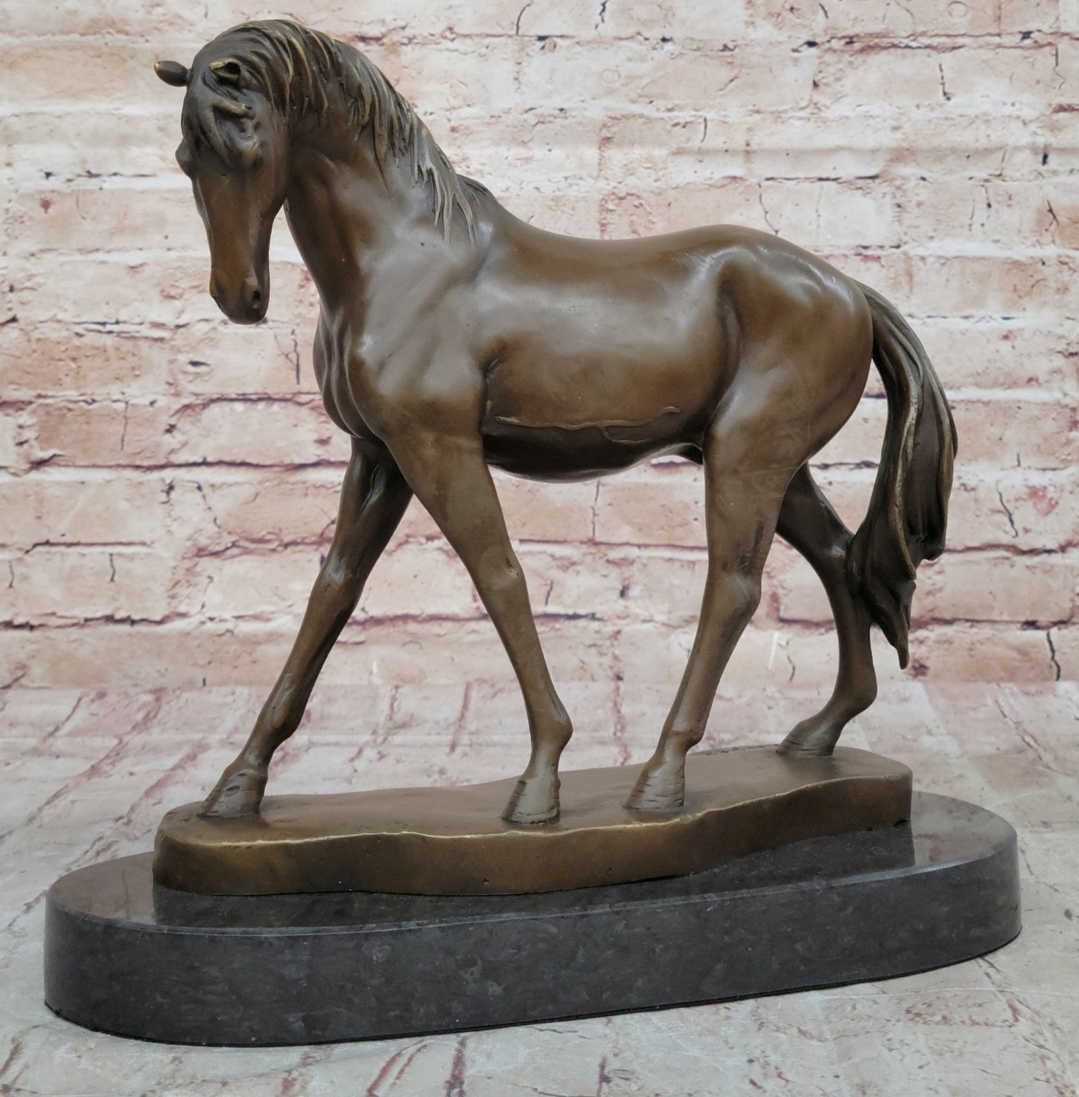 Abstract Horse Bust Bronze Statue Sculpture Modern Art Original Equestrian Deco