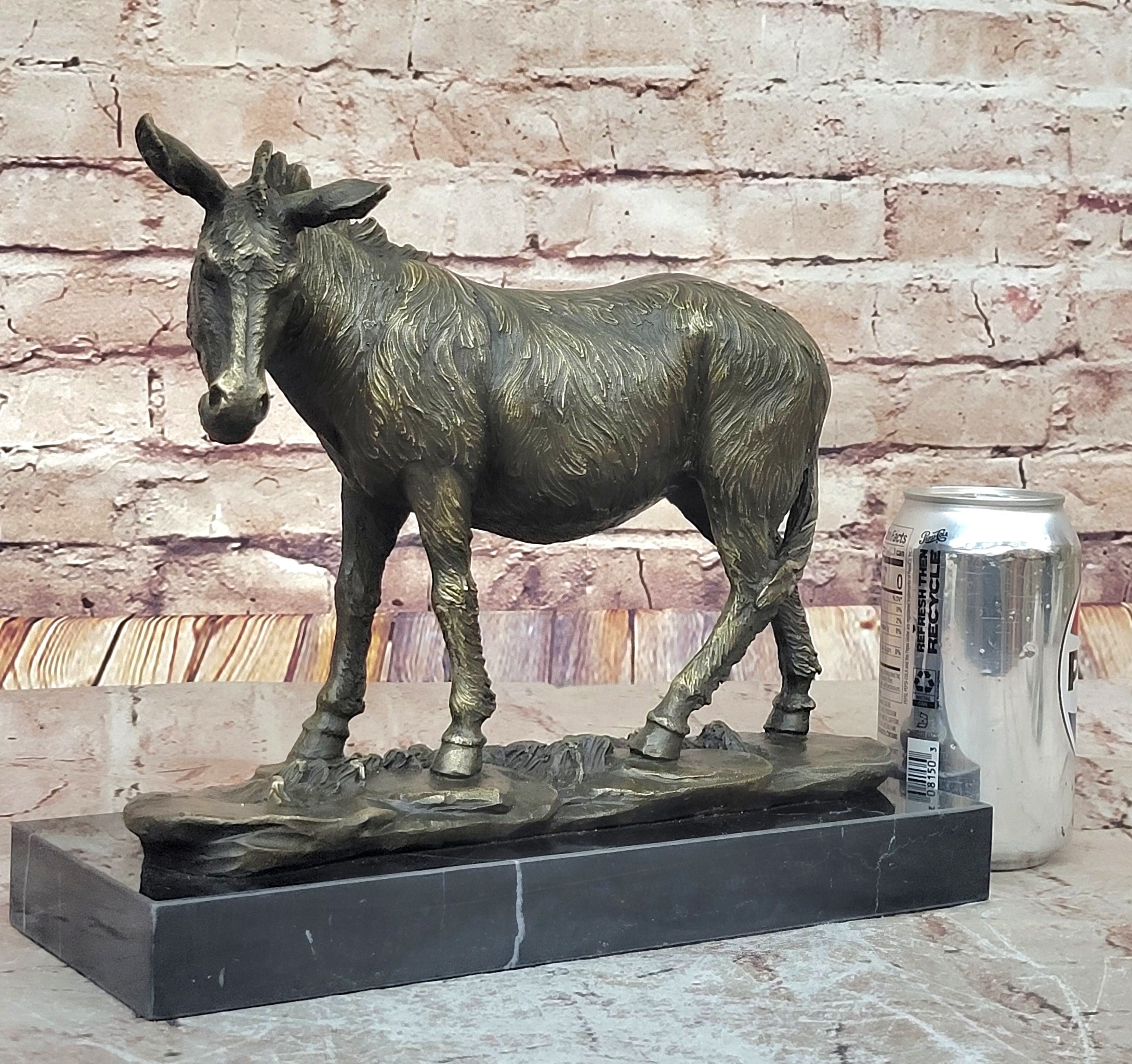 Vienna Hot Cast Bronze Donkey Farm Animal Marble Base Sculpture Figurine Figure