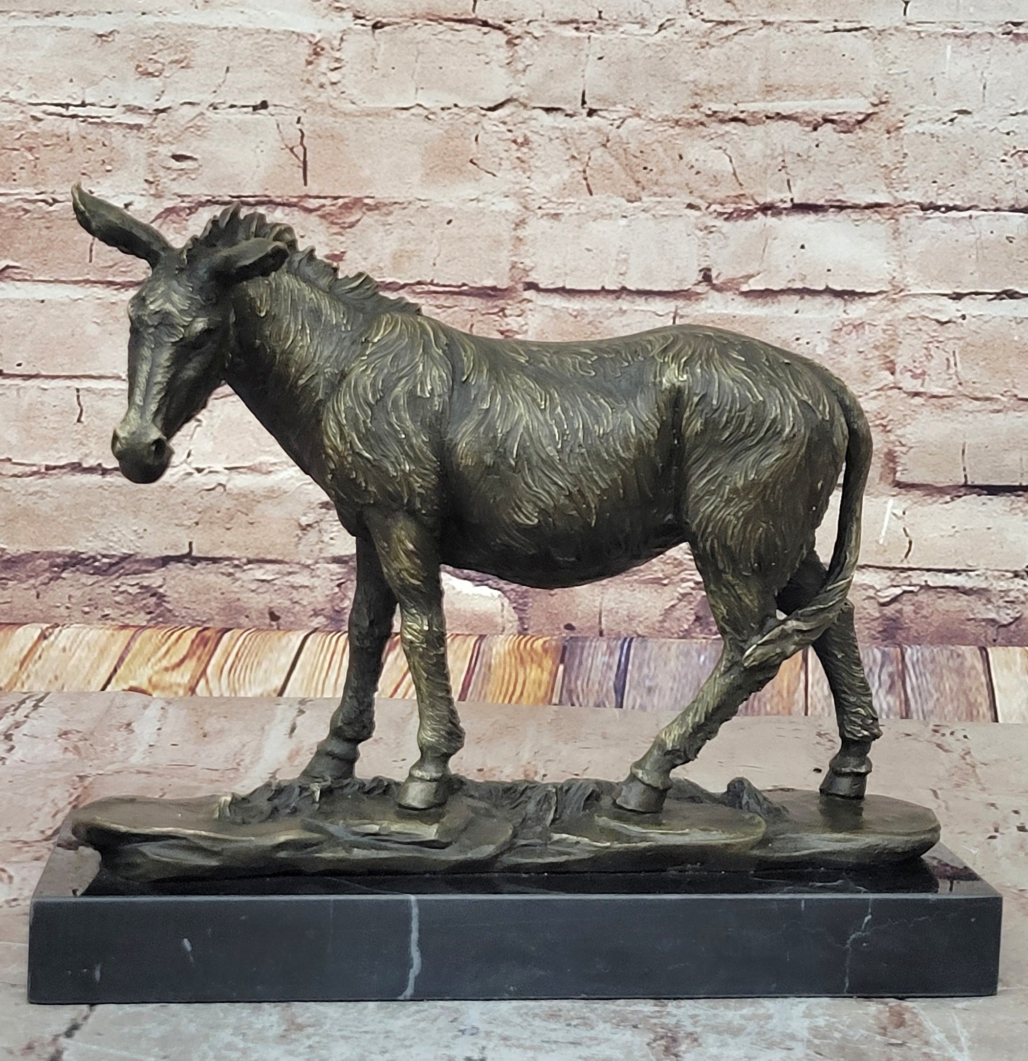 Vienna Hot Cast Bronze Donkey Farm Animal Marble Base Sculpture Figurine Figure