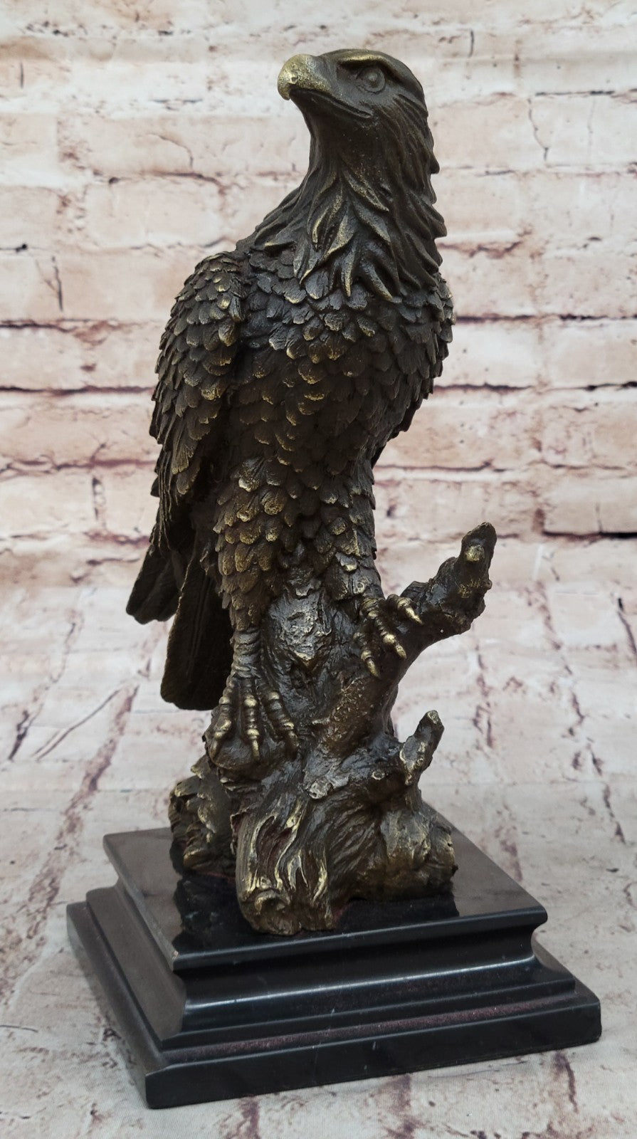 Art Deco Sculpture Sitting Eagle Falcon Hawk Bronze Statue Figurine Figure Gift