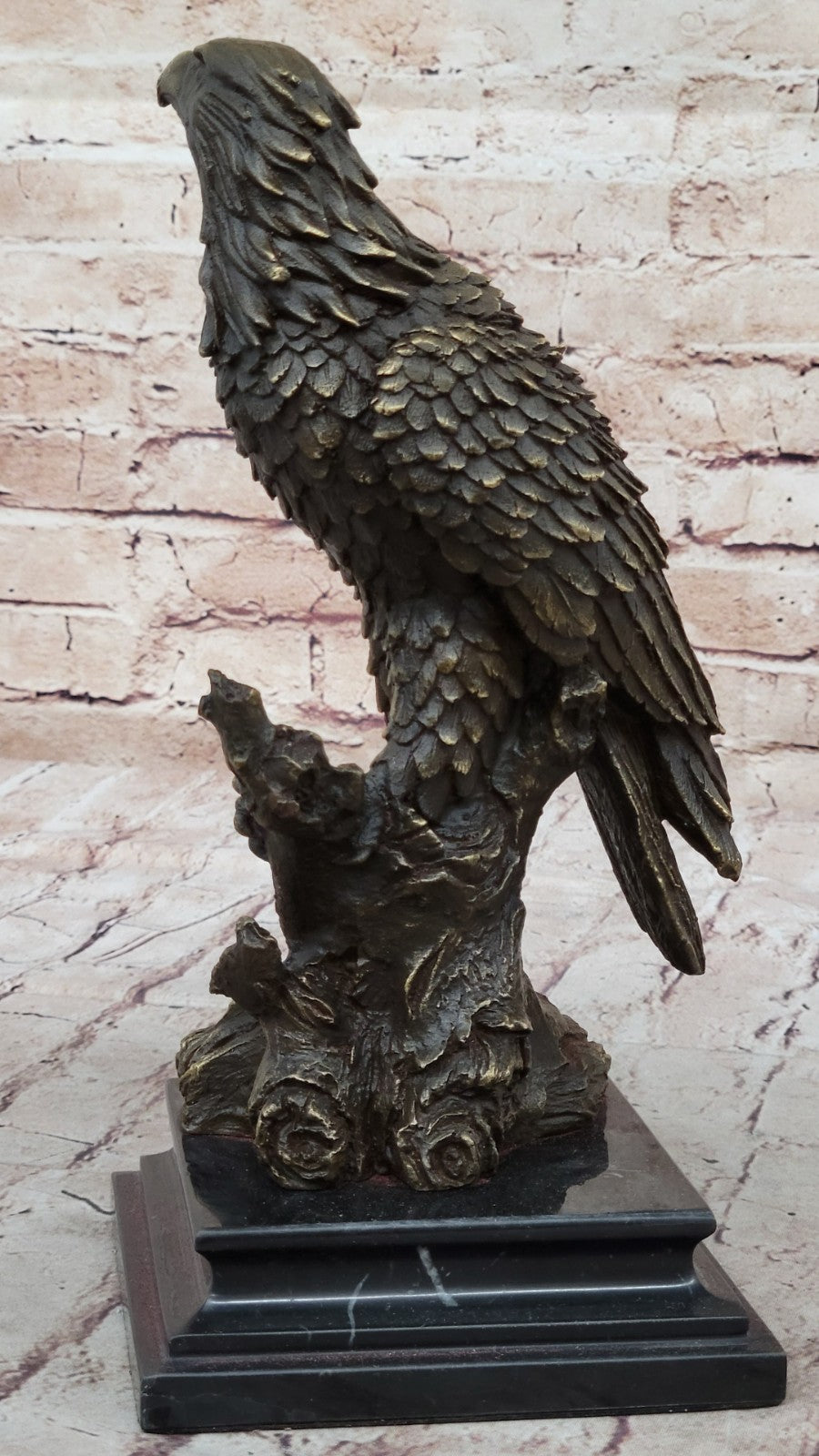 Art Deco Sculpture Sitting Eagle Falcon Hawk Bronze Statue Figurine Figure Gift
