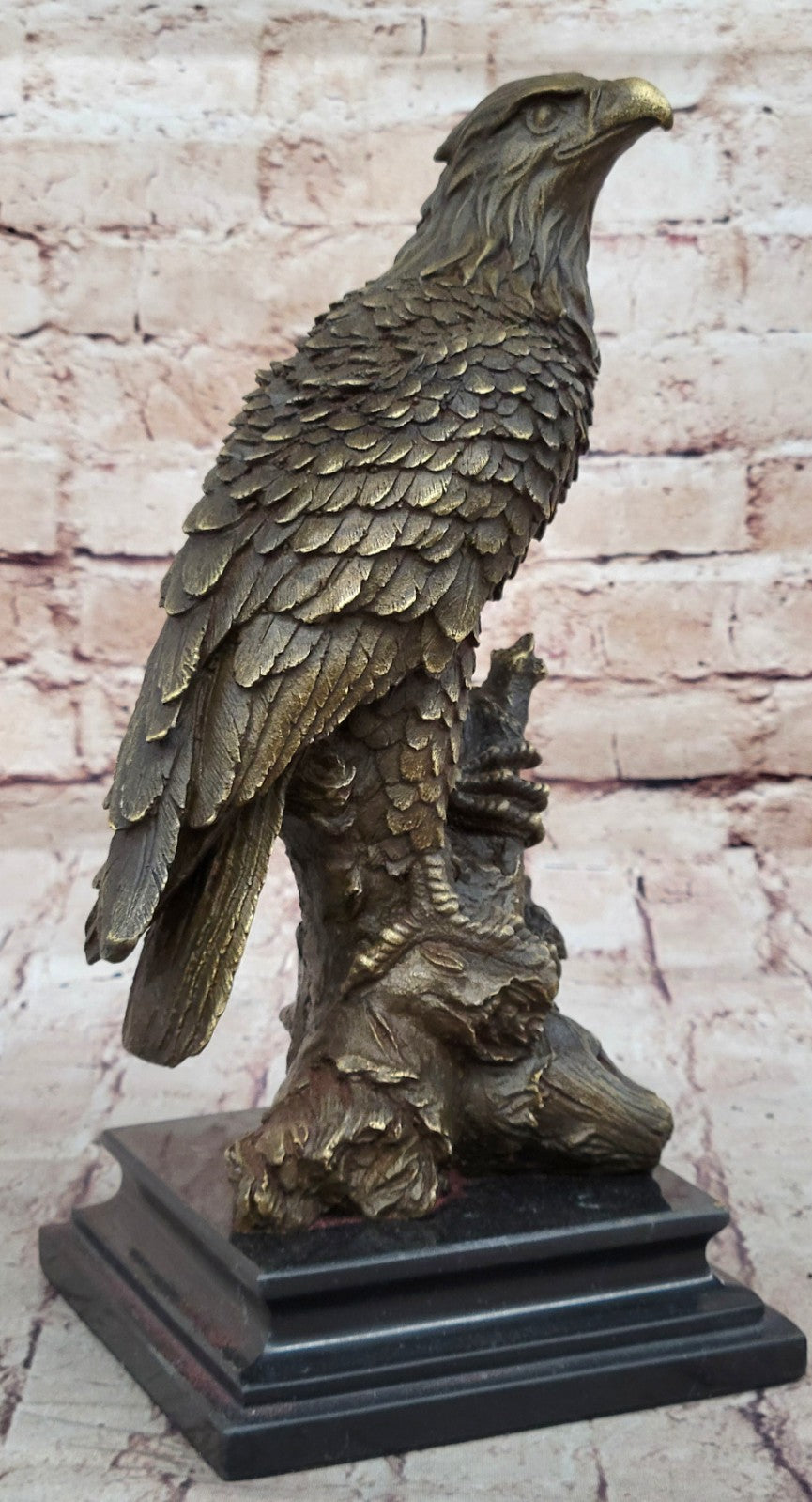 Art Deco Sculpture Sitting Eagle Falcon Hawk Bronze Statue Figurine Figure Gift