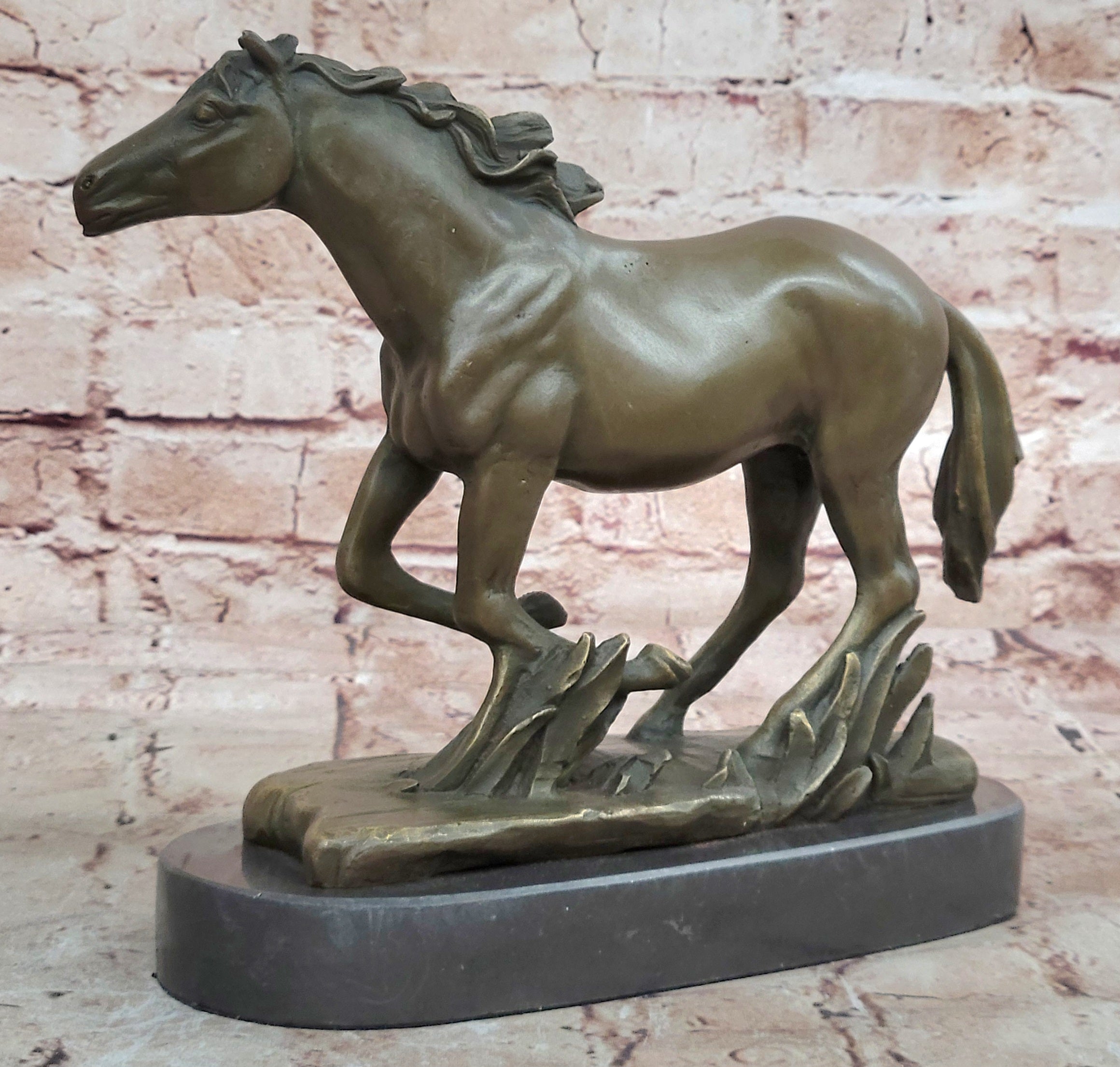 Arabian Horse Figurine: Solid Bronze Statue for Farmhouse or Cabin Decor