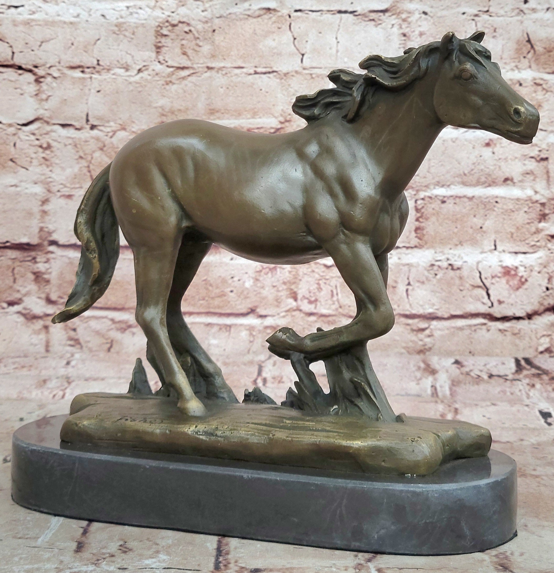 Arabian Horse Figurine: Solid Bronze Statue for Farmhouse or Cabin Decor