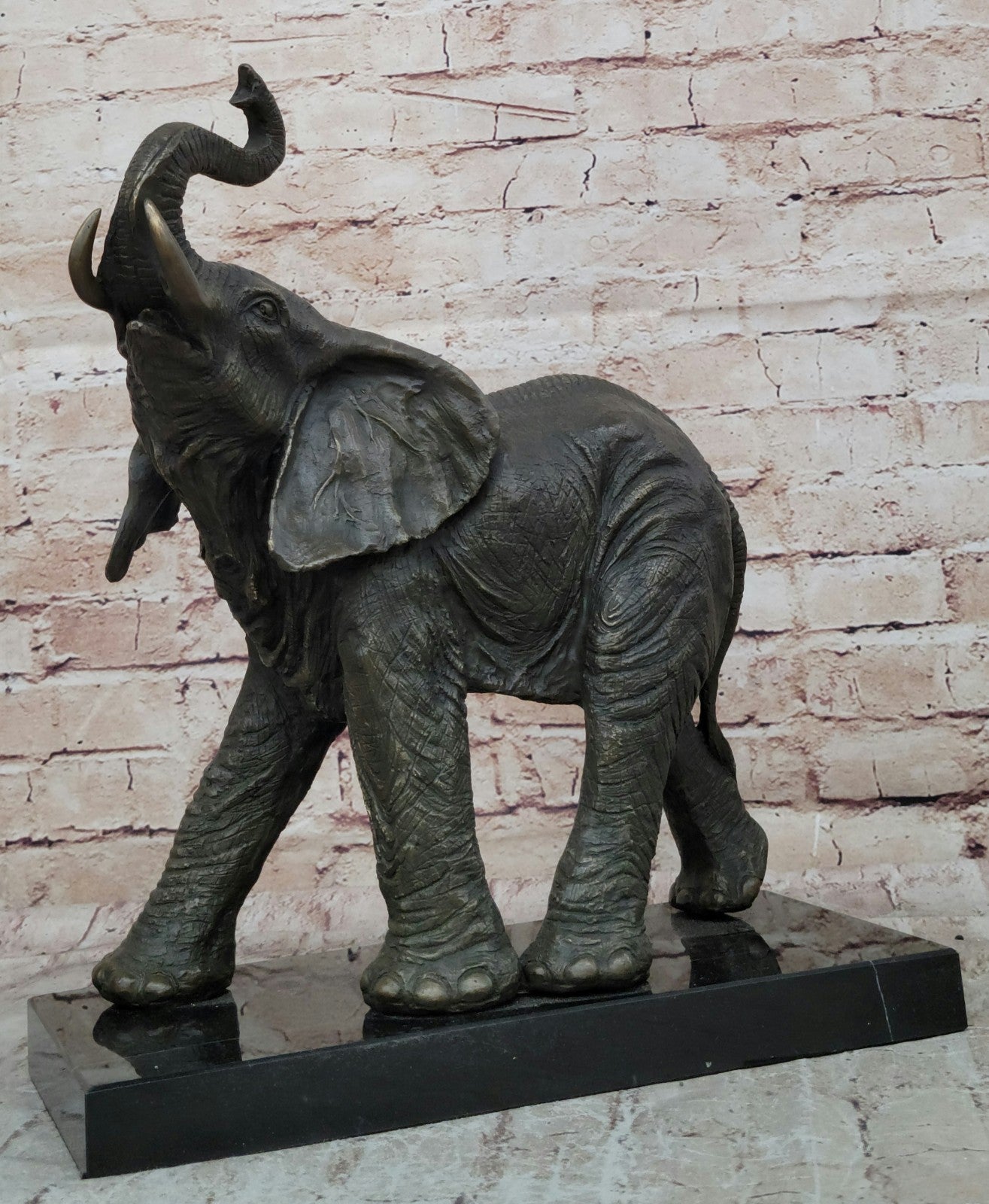 Cubism Inspired Elephant Sculpture: Barye Signed Bronze Statue for Home Decor