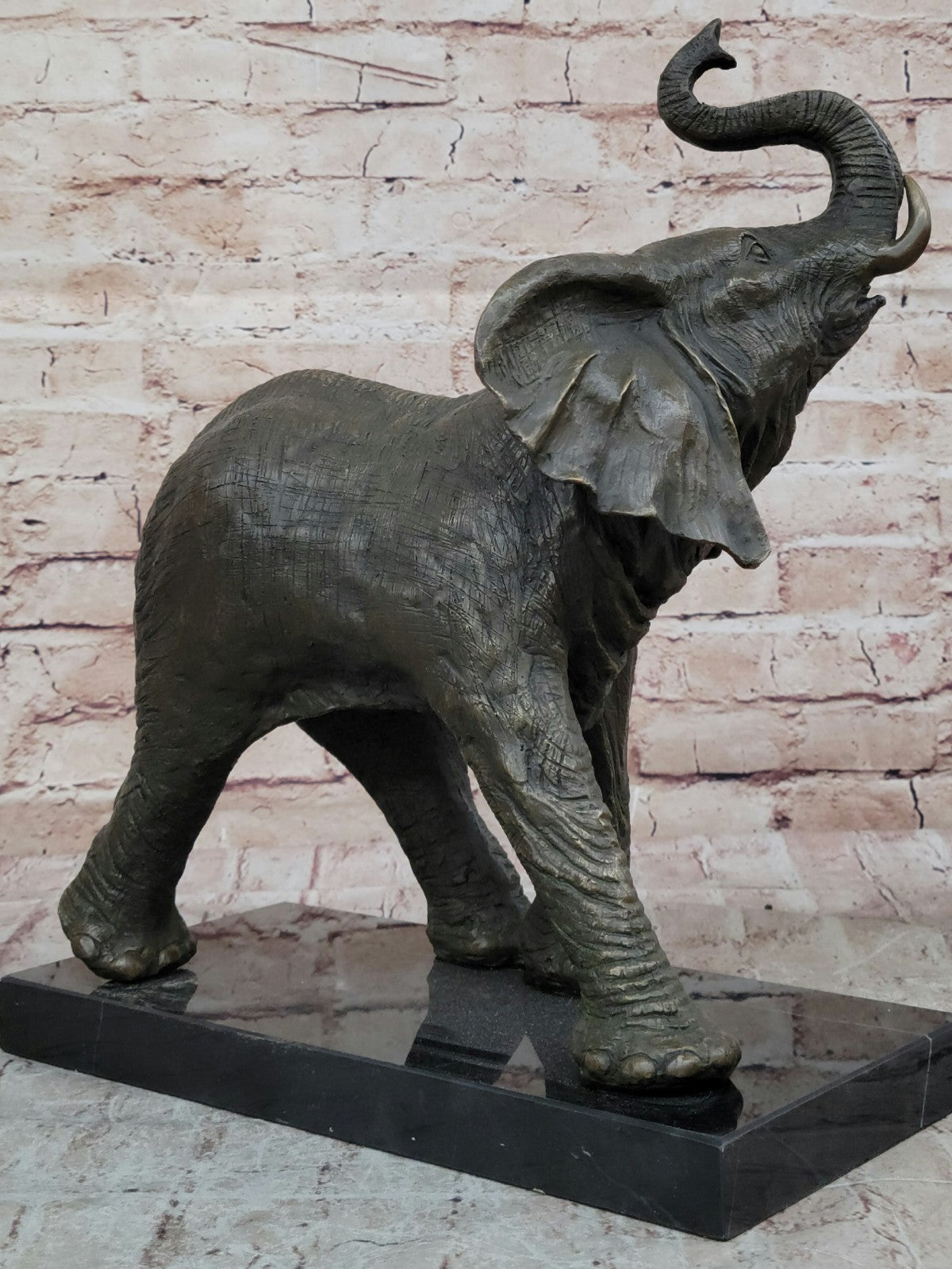 Cubism Inspired Elephant Sculpture: Barye Signed Bronze Statue for Home Decor