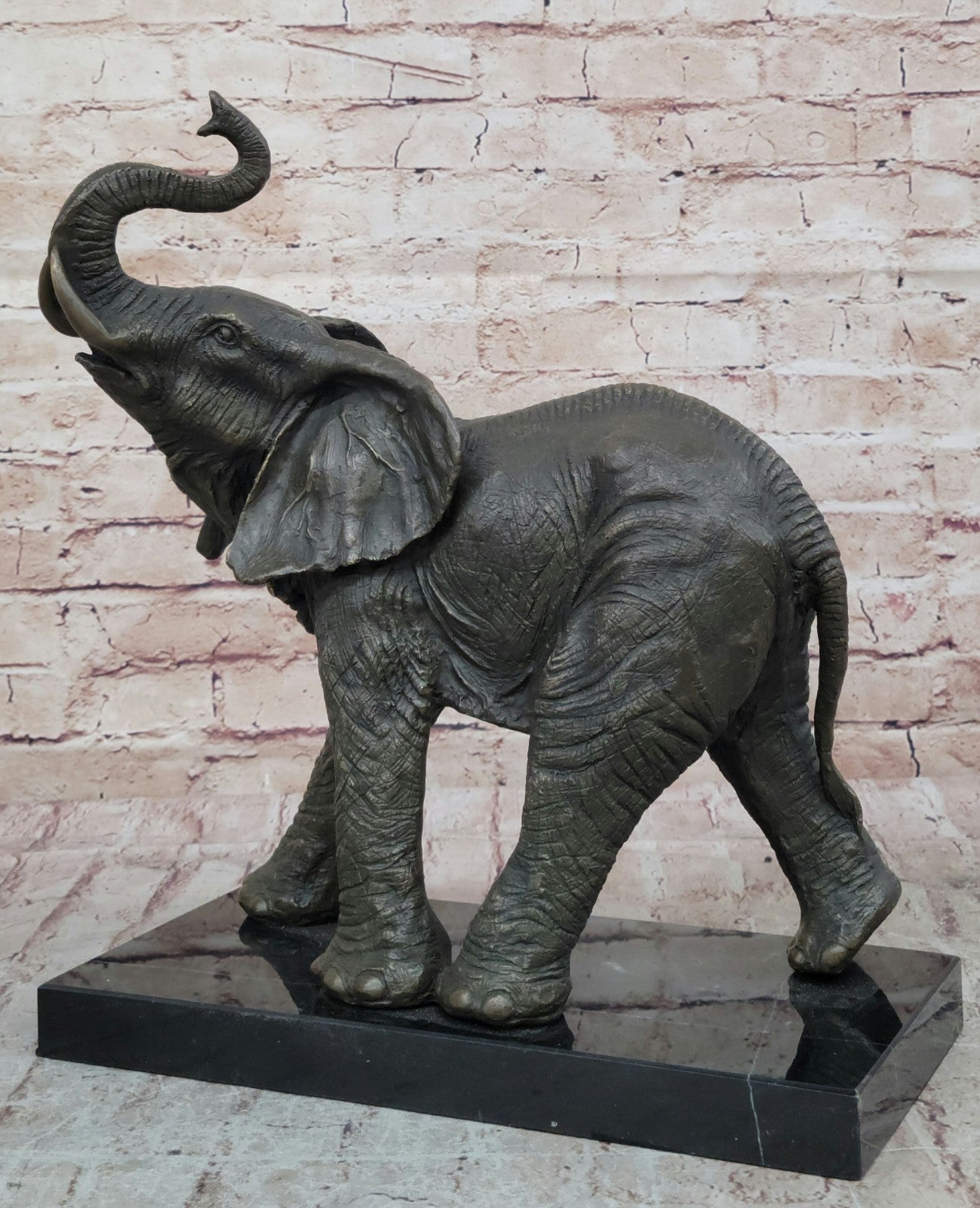 Cubism Inspired Elephant Sculpture: Barye Signed Bronze Statue for Home Decor