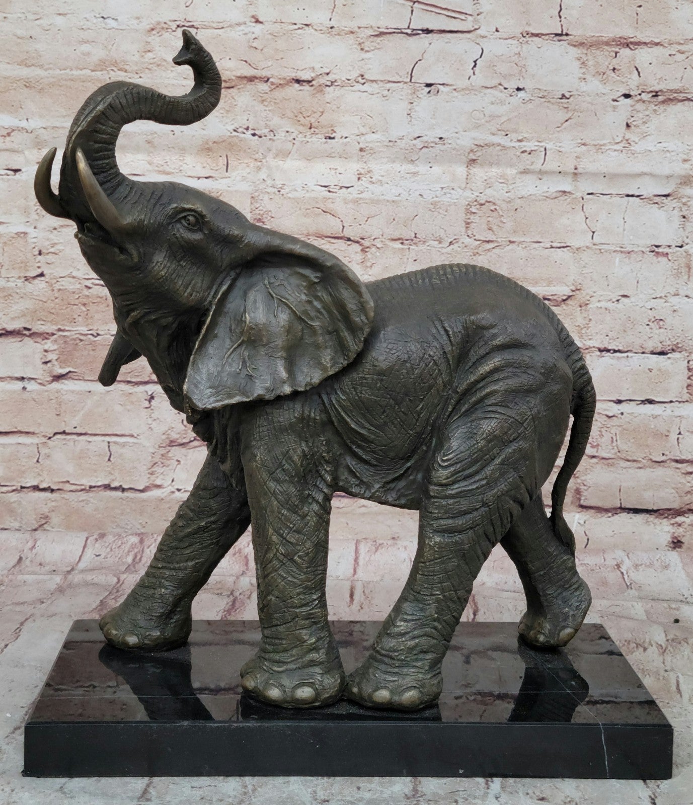 Cubism Inspired Elephant Sculpture: Barye Signed Bronze Statue for Home Decor