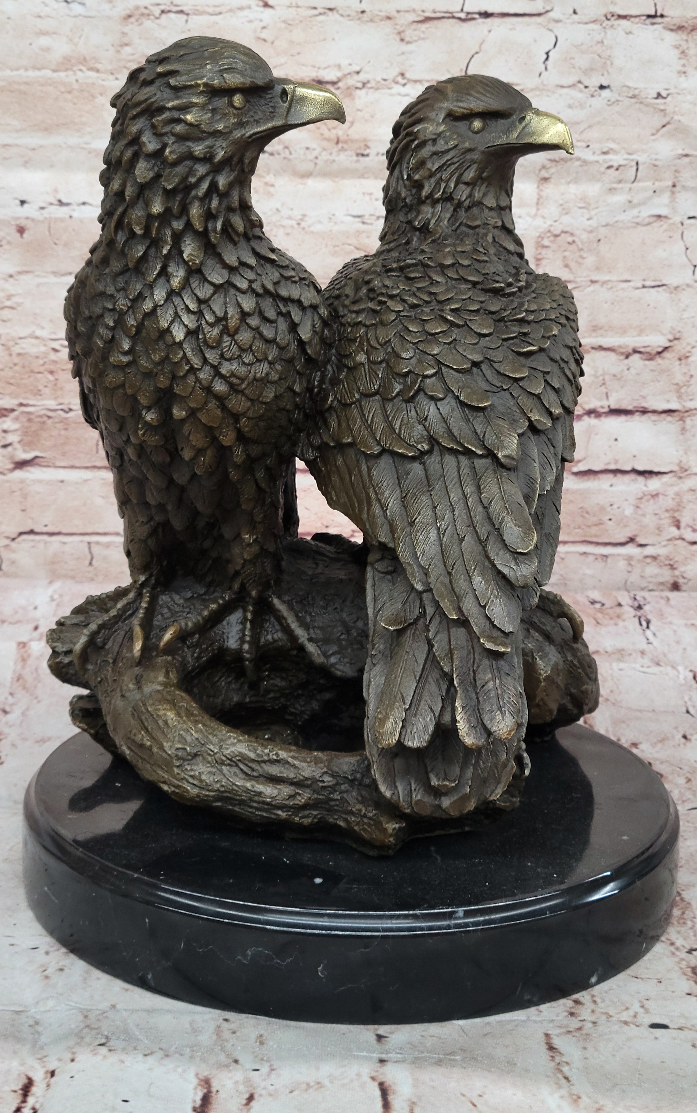 Handmade Milo Bronze Sculpture: Lifelike Eagles in Lost Wax Technique
