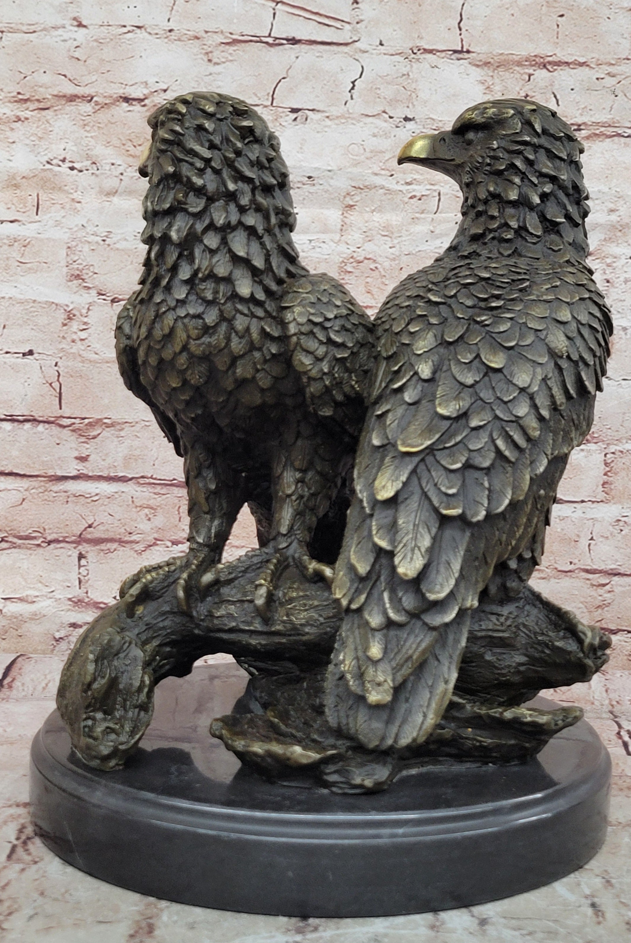 Handmade Milo Bronze Sculpture: Lifelike Eagles in Lost Wax Technique