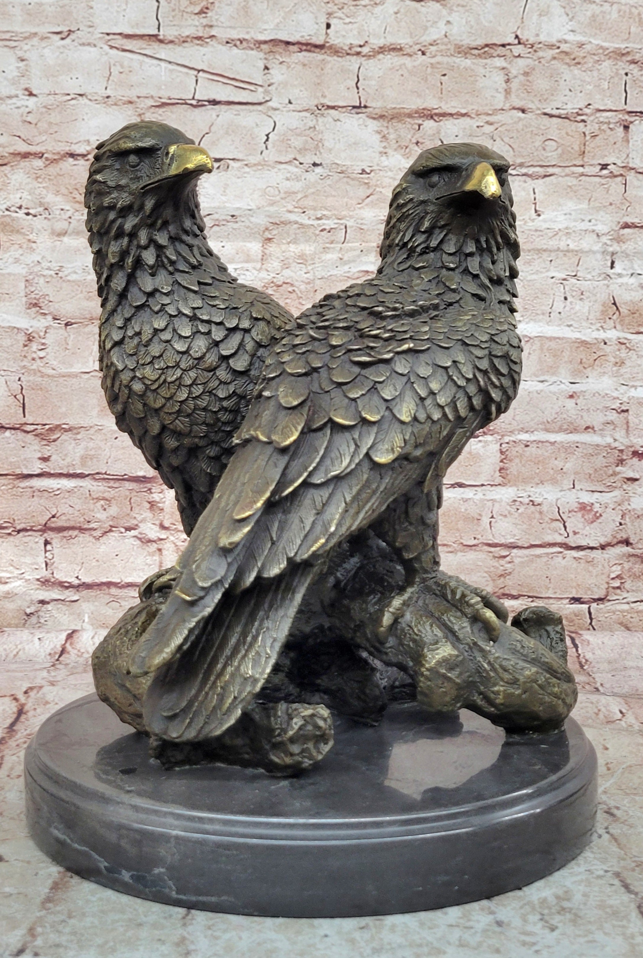 Handmade Milo Bronze Sculpture: Lifelike Eagles in Lost Wax Technique