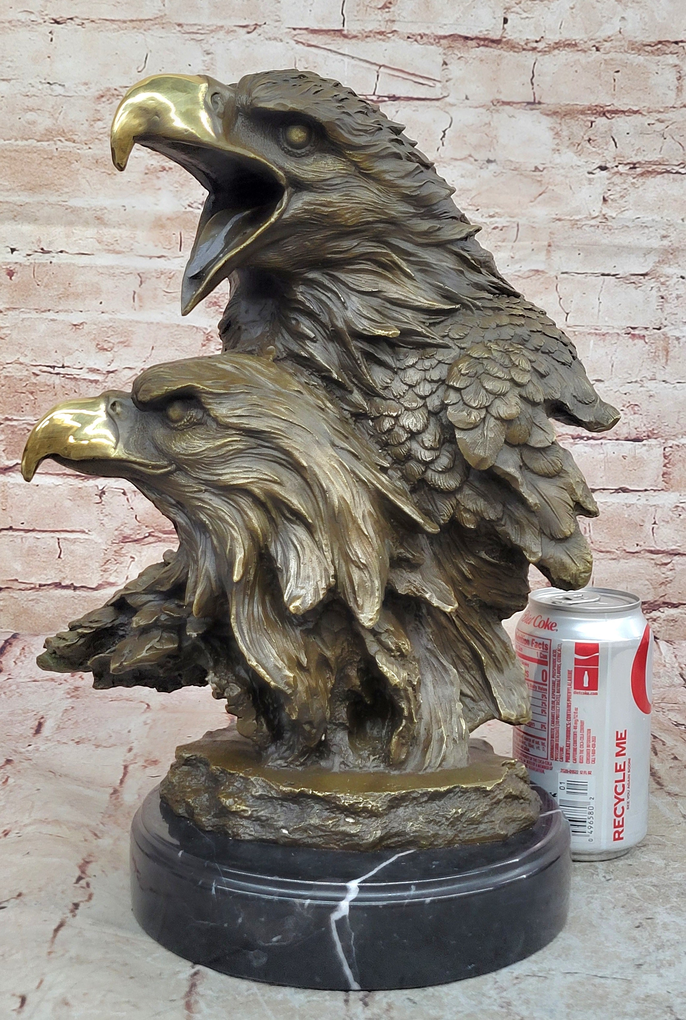 Milo Double Eagle Handcrafted Bronze Statue Sculpture Artwork Wildlife Figurine