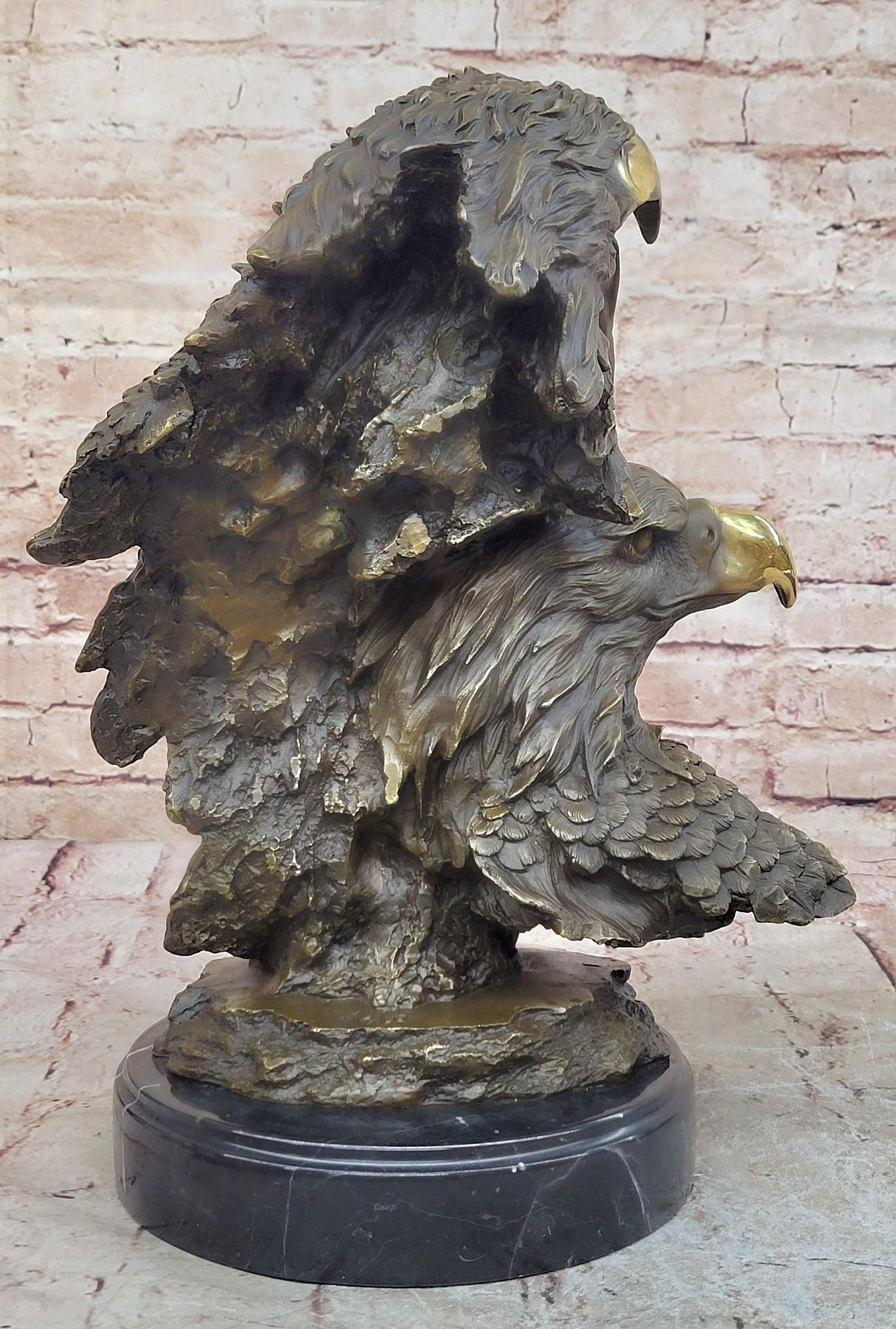 Milo Double Eagle Handcrafted Bronze Statue Sculpture Artwork Wildlife Figurine