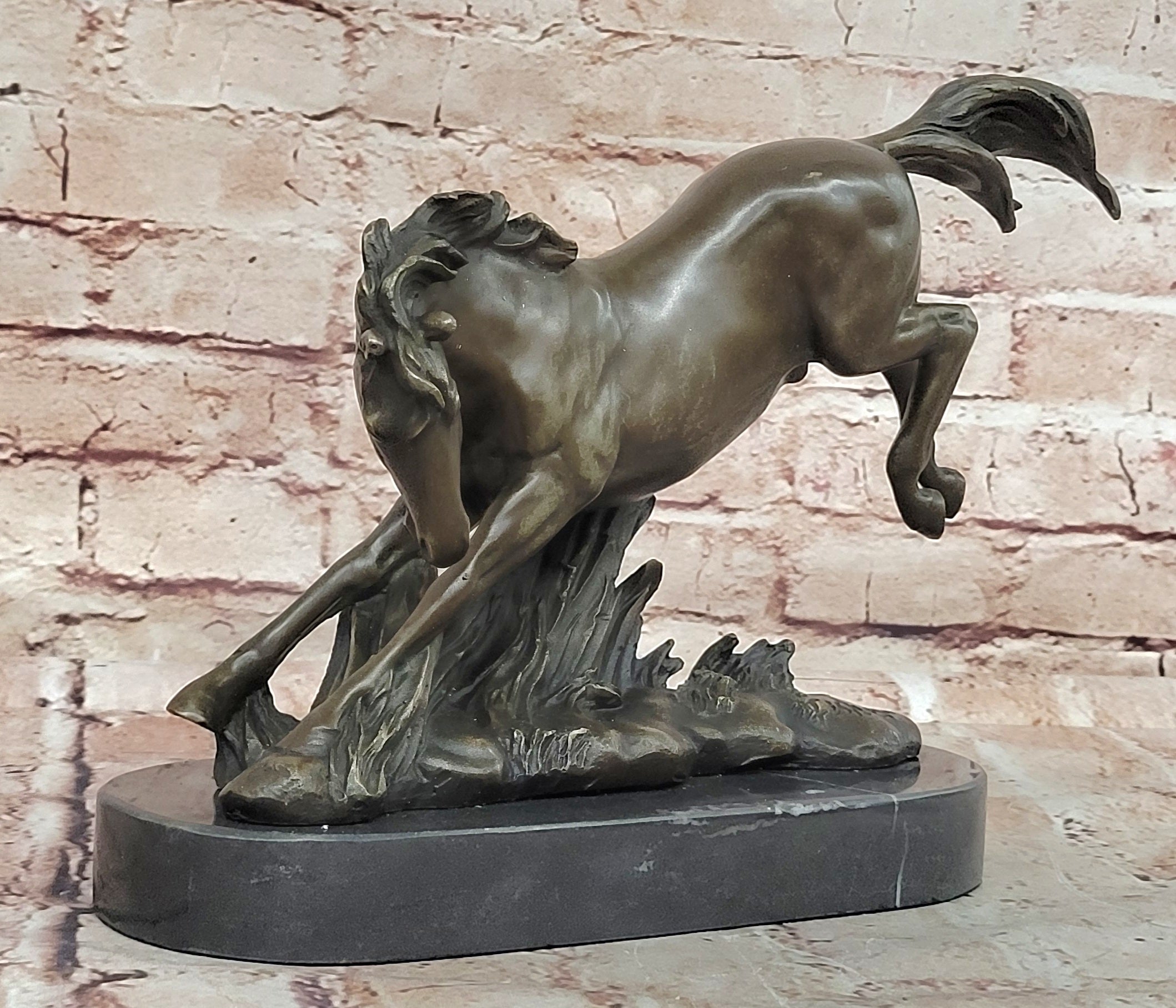 Signed Original Fisher Art: Graceful Wild Horse Bronze Sculpture Hand Made