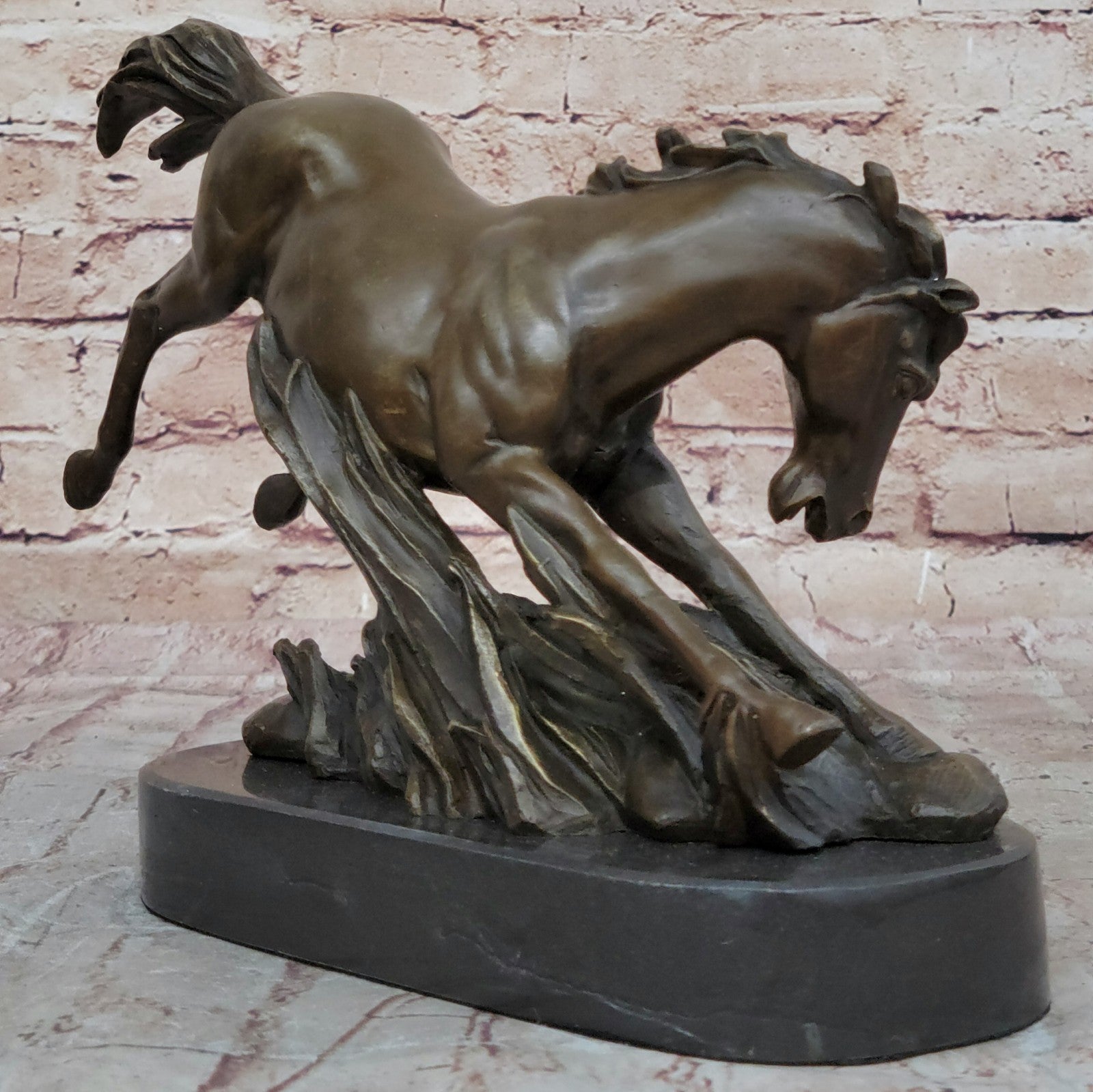 Signed Original Fisher Art: Graceful Wild Horse Bronze Sculpture Hand Made