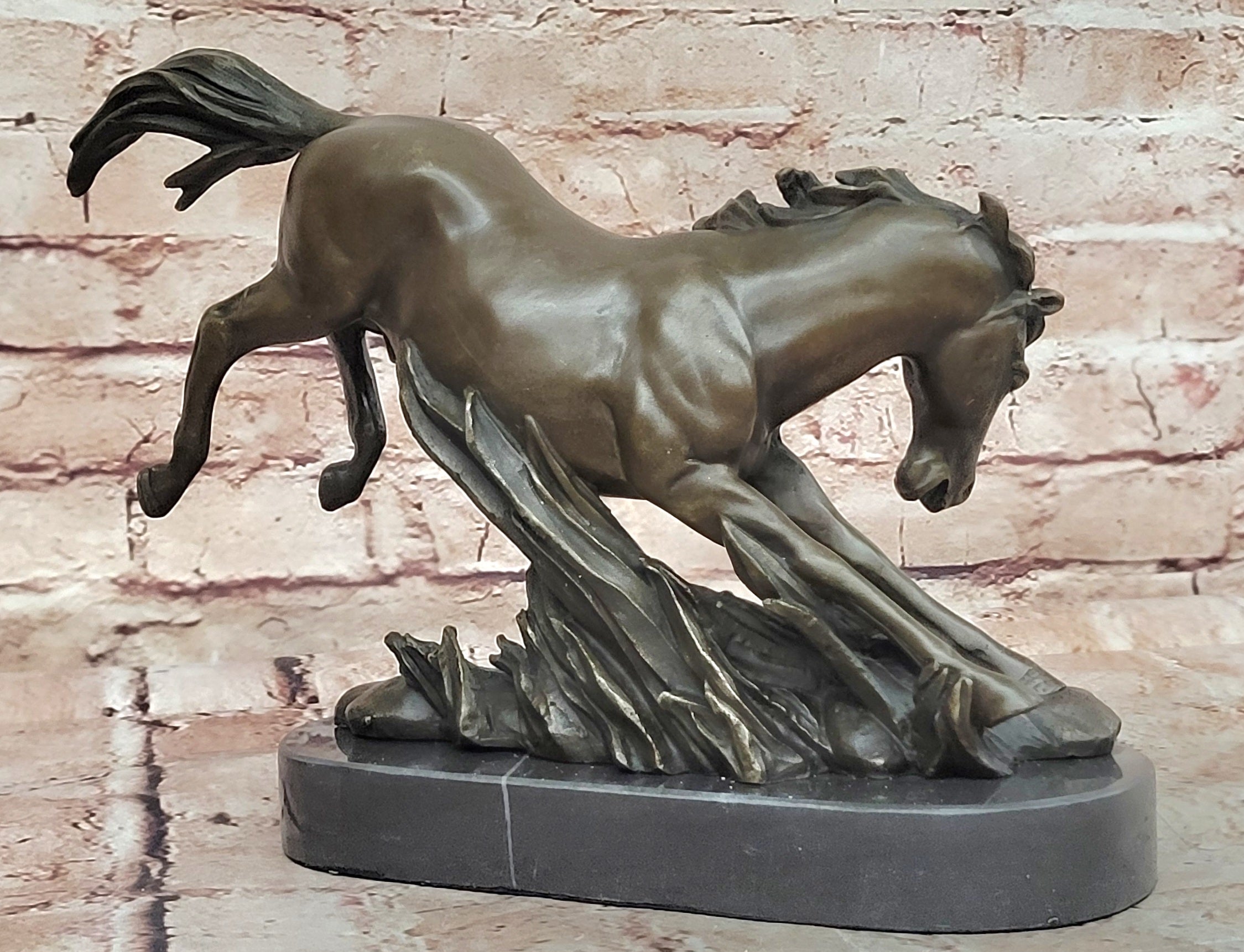 Signed Original Fisher Art: Graceful Wild Horse Bronze Sculpture Hand Made