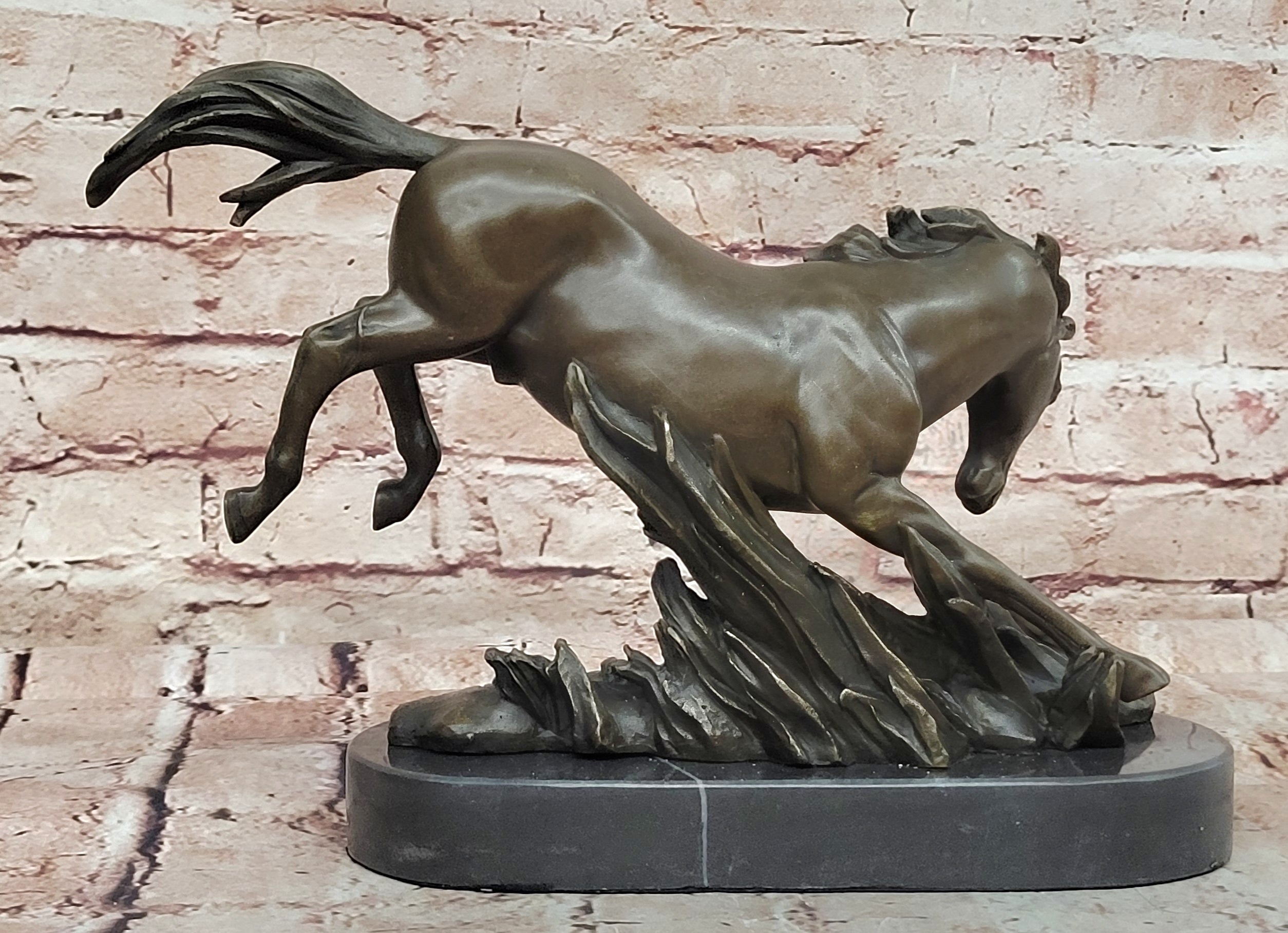 Signed Original Fisher Art: Graceful Wild Horse Bronze Sculpture Hand Made