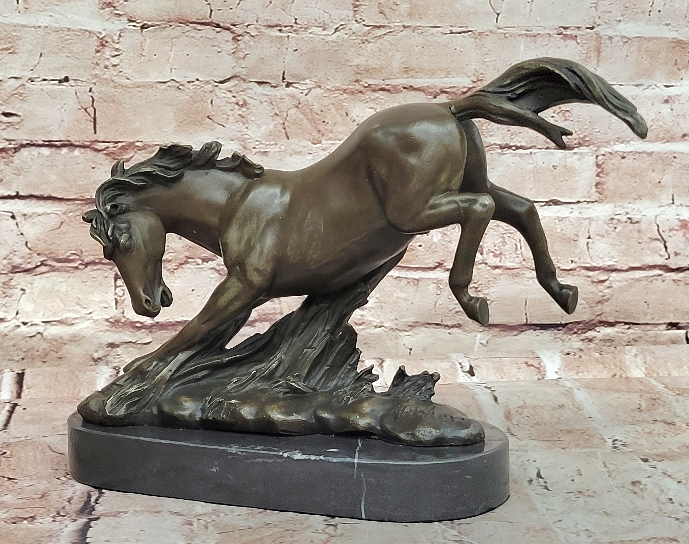 Signed Original Fisher Art: Graceful Wild Horse Bronze Sculpture Hand Made