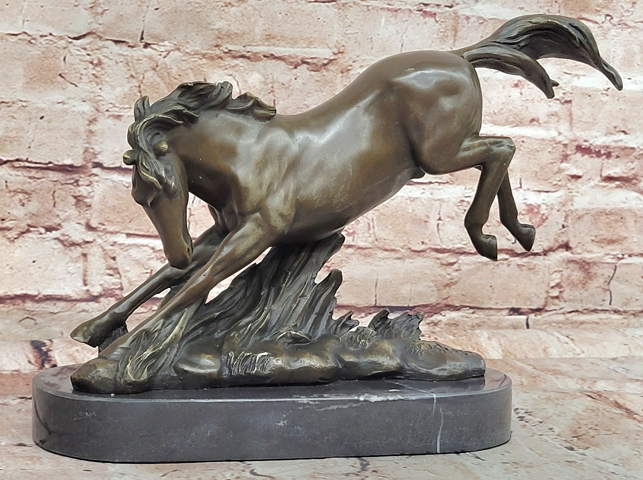 Signed Original Fisher Art: Graceful Wild Horse Bronze Sculpture Hand Made