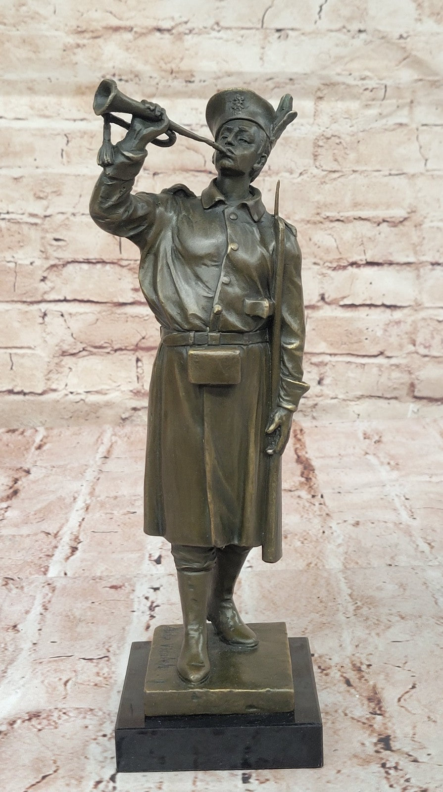 MILITARY WARRIOR SOLDIER Handcrafted Marble Bronze Sculpture Statue Figurine Art