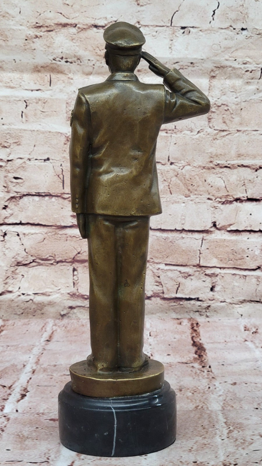 Police Officer Law Enforcement Gun Revolver Bronze Marble Statue Gift Sculpture