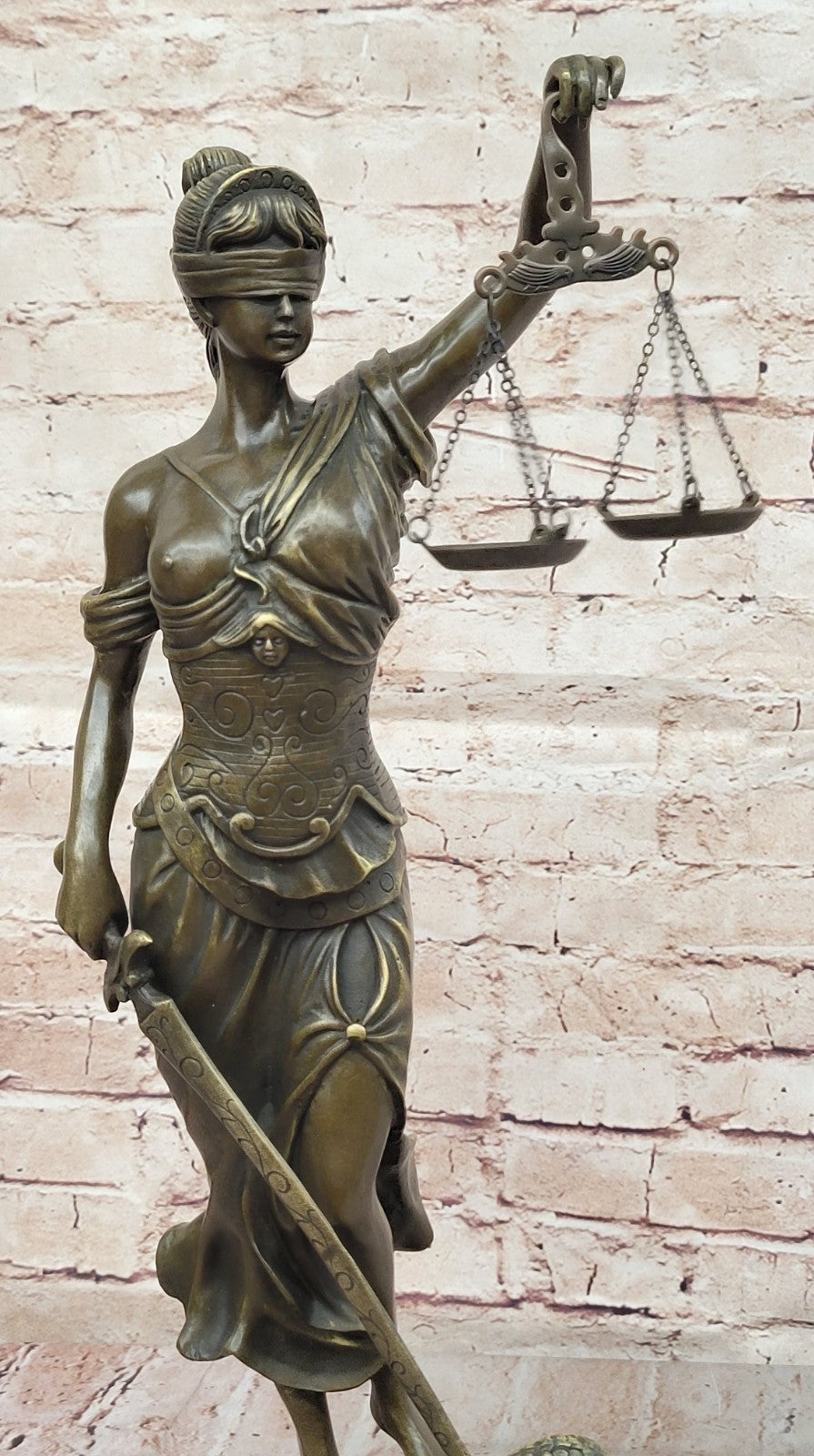 Nude Bronze Sculpture Blind Justice Justica Lawyer Judge Hot Cast Marble Figurine