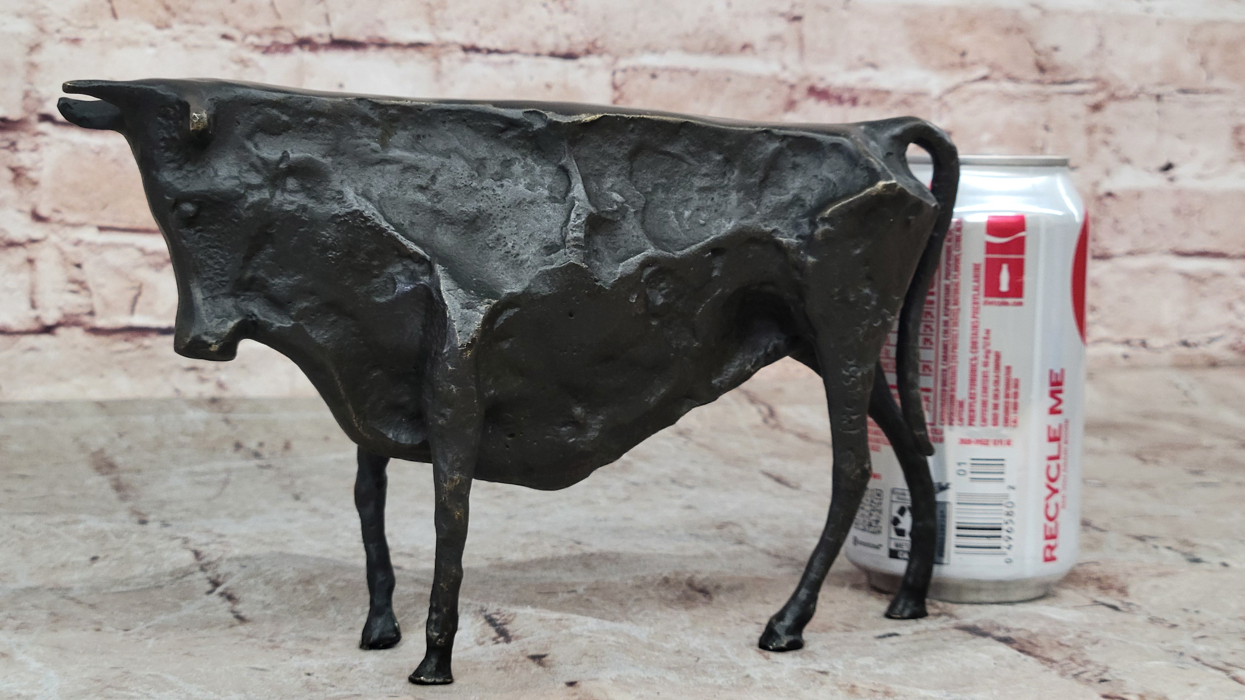 ABSTRACT HOTCAST BRONZE (CUBIST - PICASSO STYLE) BULL STATUE ( SIGNED ) FIGURINE