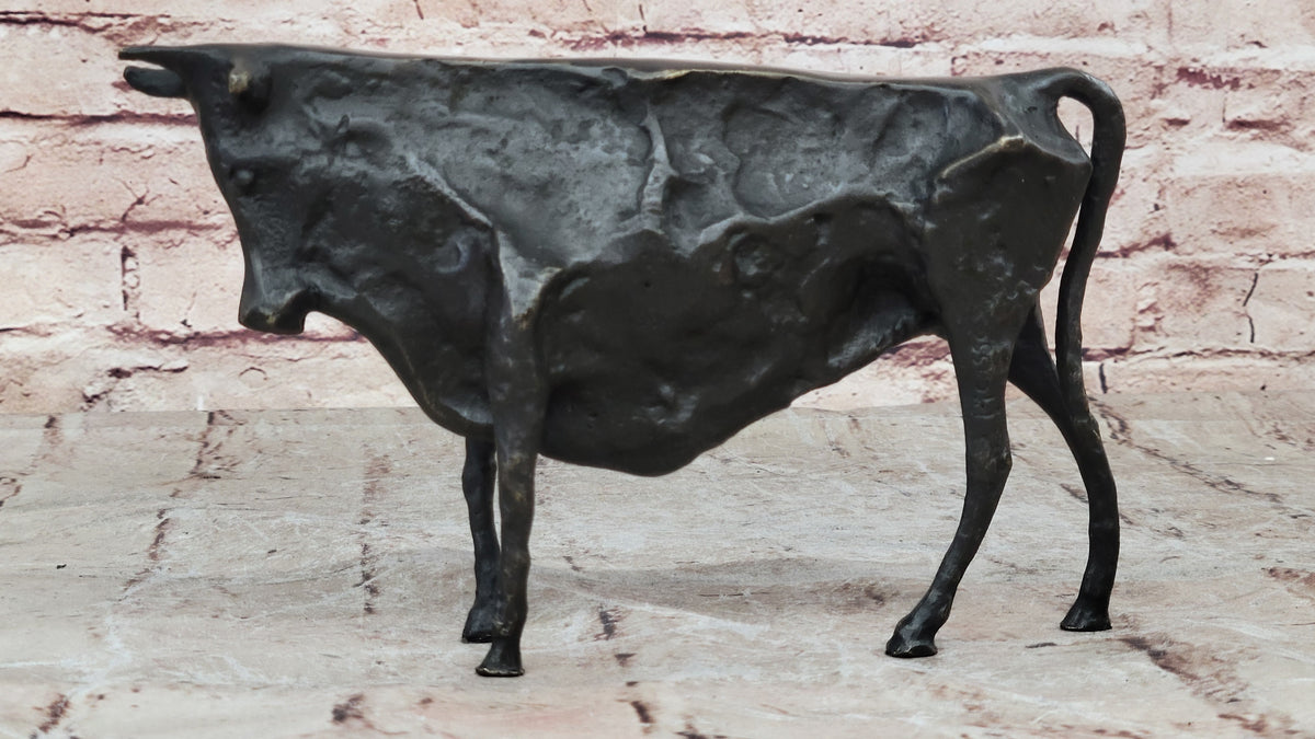 ABSTRACT HOTCAST BRONZE (CUBIST - PICASSO STYLE) BULL STATUE ( SIGNED ) FIGURINE