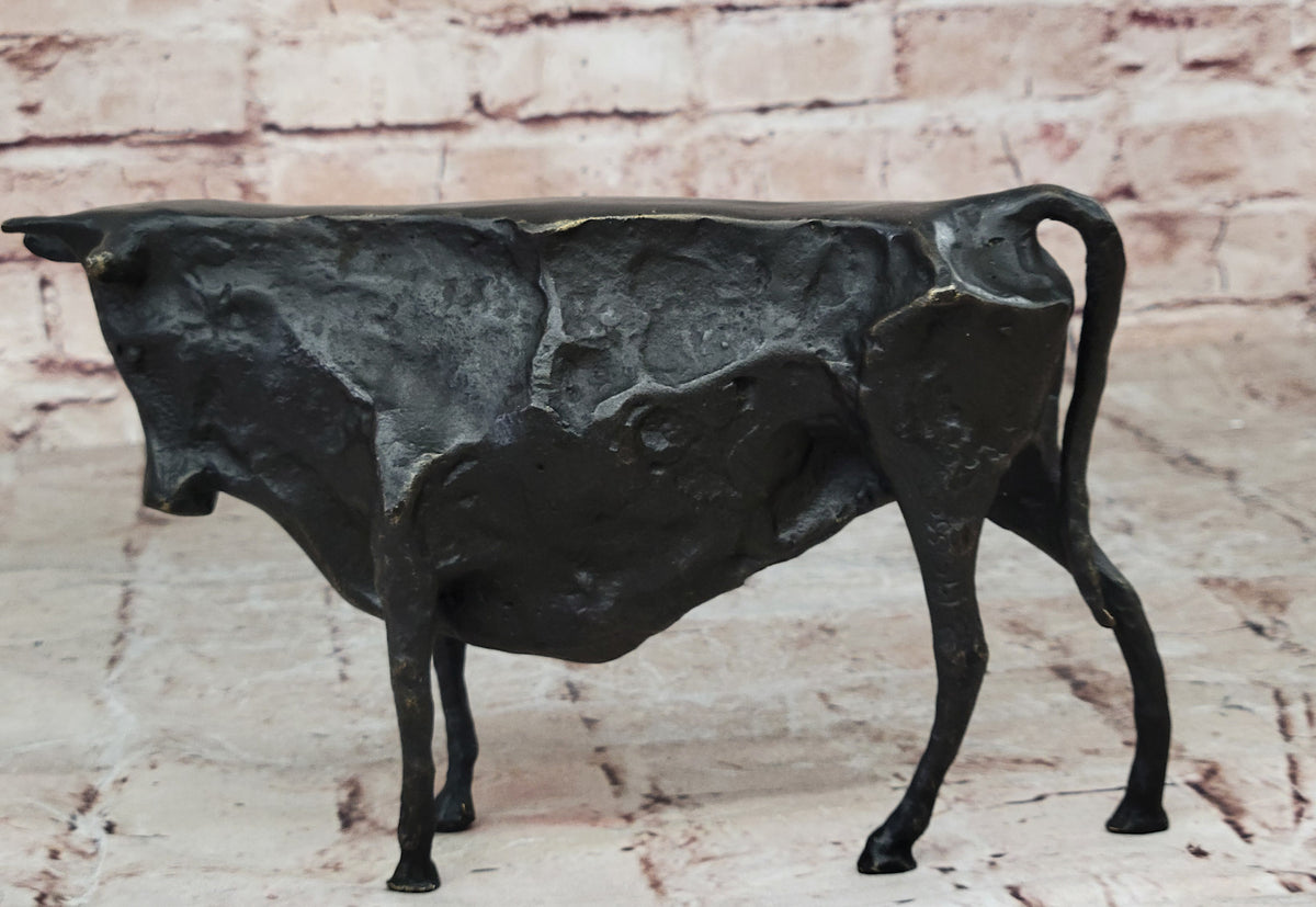 ABSTRACT HOTCAST BRONZE (CUBIST - PICASSO STYLE) BULL STATUE ( SIGNED ) FIGURINE