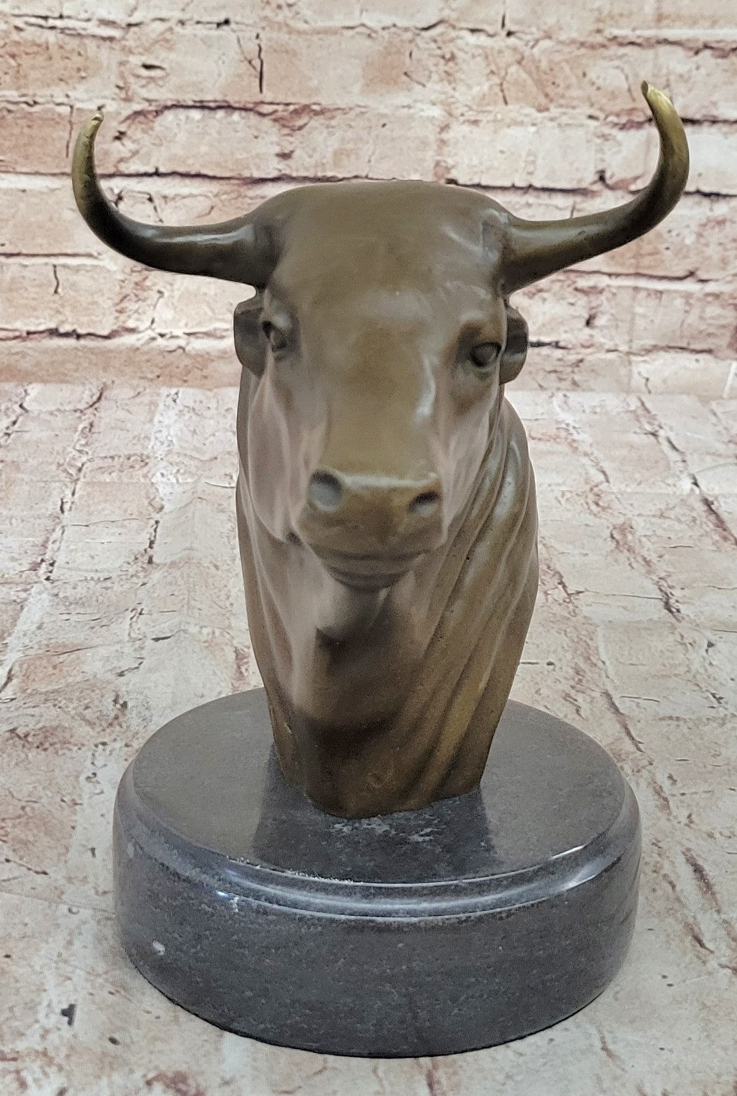 Stock Market Bull Bust - Wall Street Real Bronze Statue Figurine 8.5"H Lost Wax