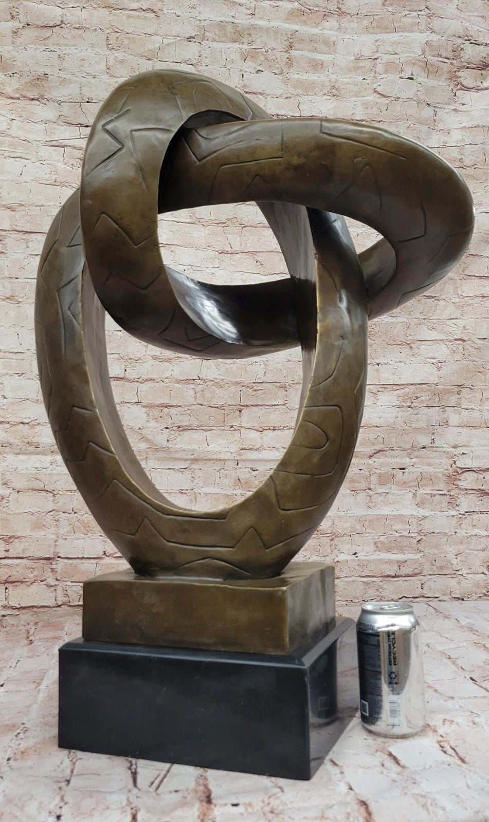 Jubilation Abstract Real Bronze Sculpture, Extra Large Figurine Marble Base Figure