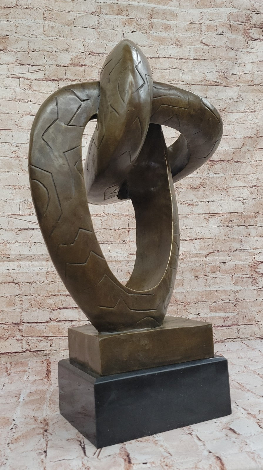 Jubilation Abstract Real Bronze Sculpture, Extra Large Figurine Marble Base Figure