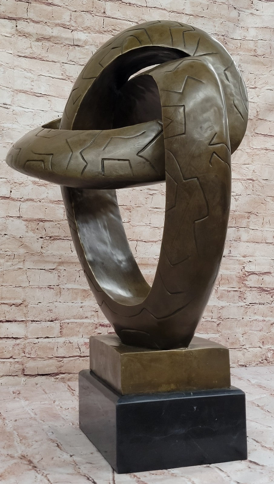 Jubilation Abstract Real Bronze Sculpture, Extra Large Figurine Marble Base Figure