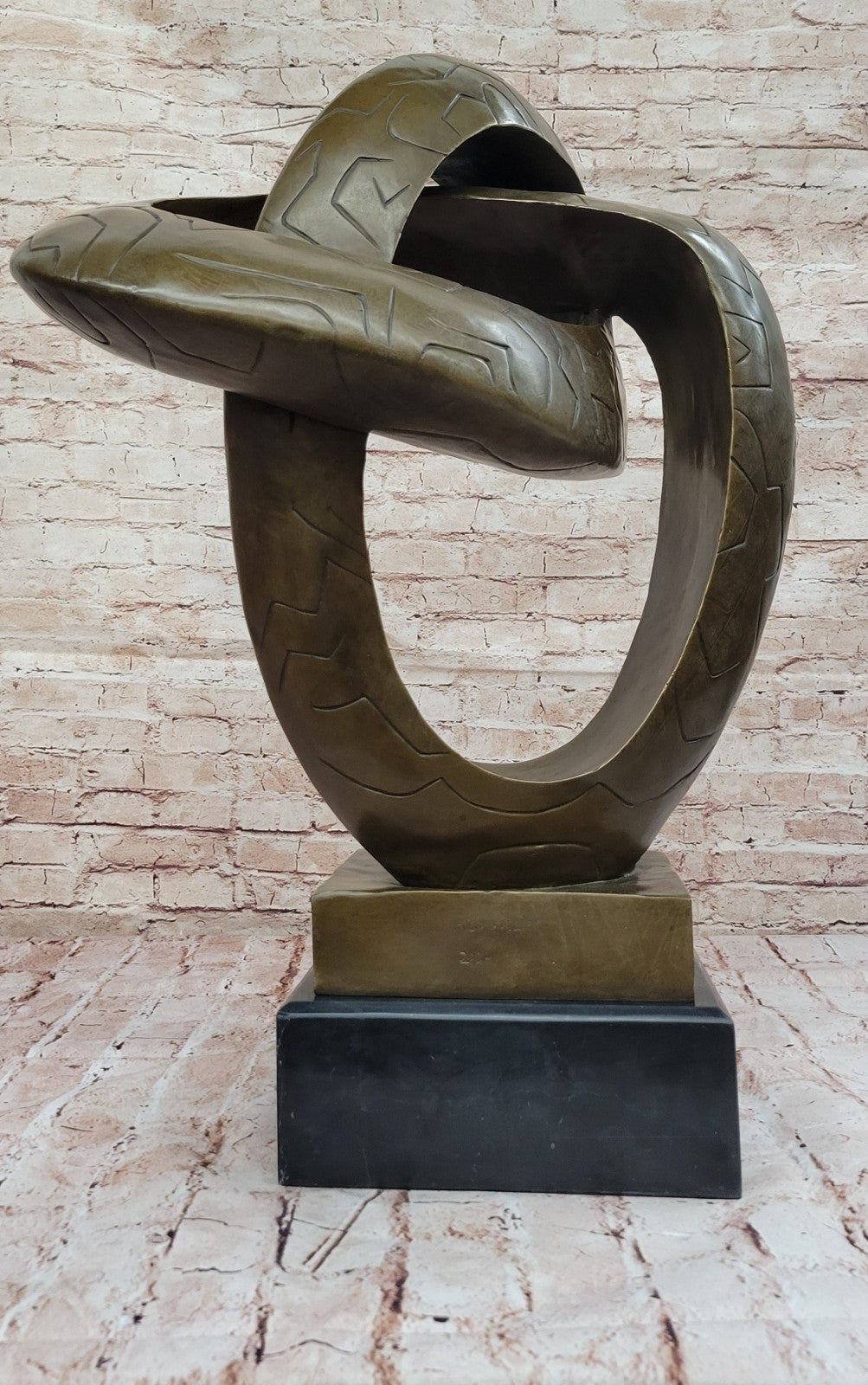 Jubilation Abstract Real Bronze Sculpture, Extra Large Figurine Marble Base Figure