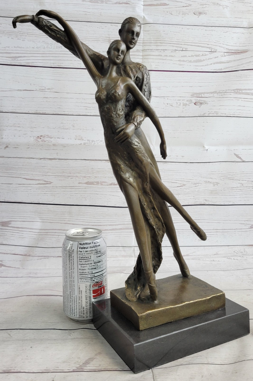 Bronze Sculpture Statue Home Office Unique Two Semi Nude Couple Ballerina Dancer