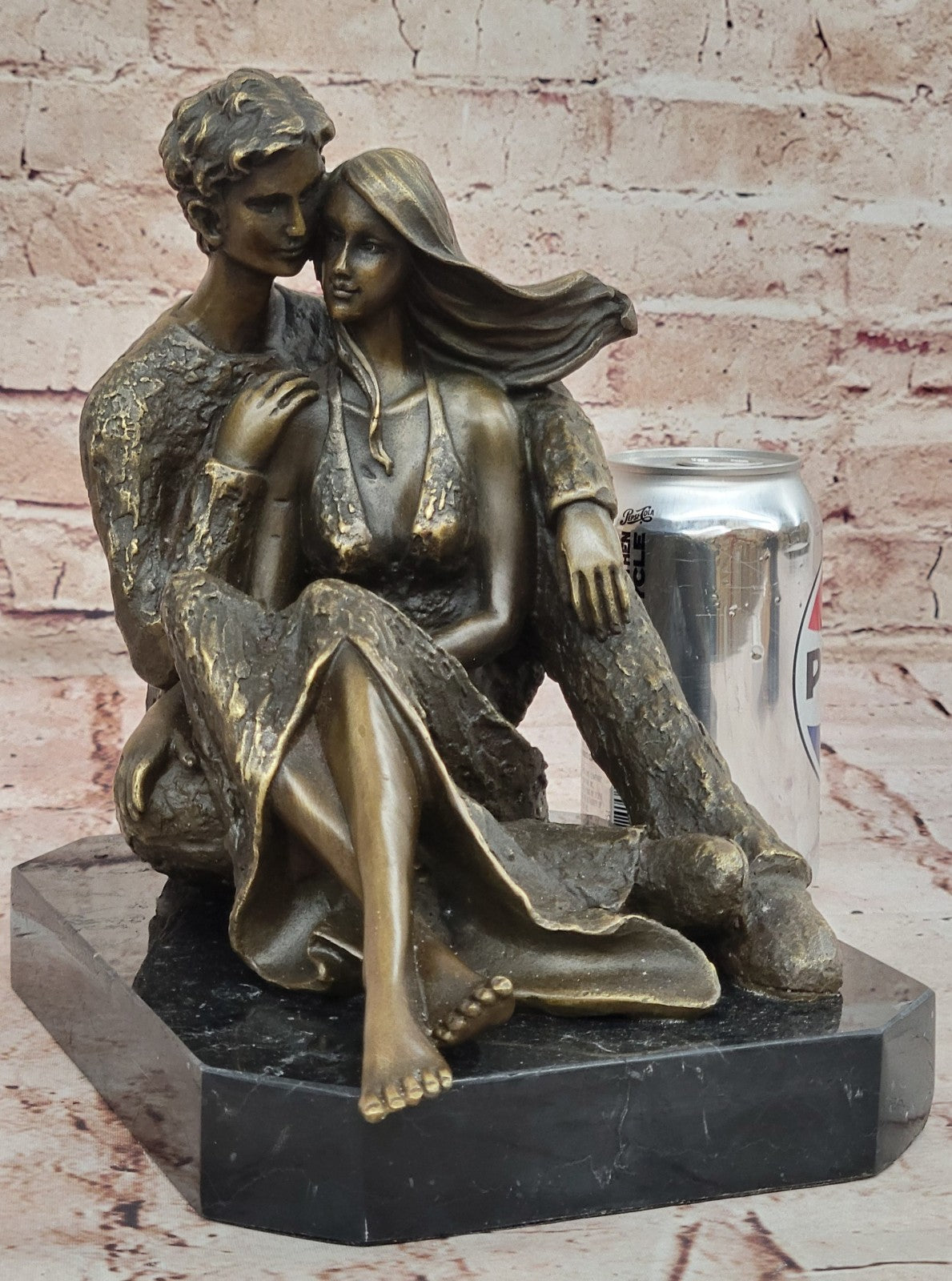 Hand Made Museum Quality Classic Modern Art Man & His Girl Friend Bronze Statue