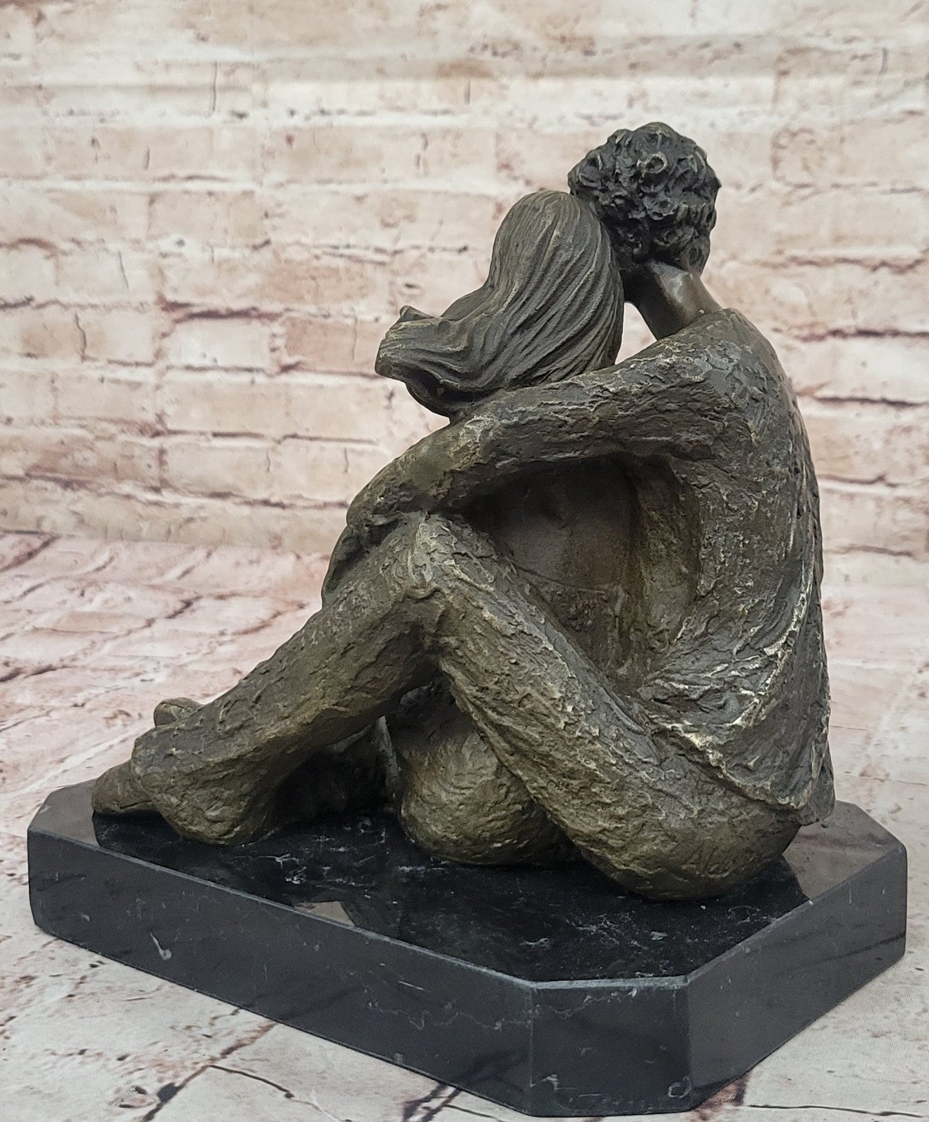 Hand Made Museum Quality Classic Modern Art Man & His Girl Friend Bronze Statue