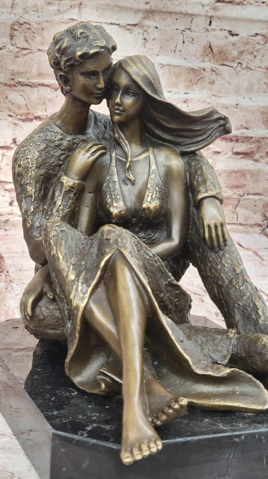 Hand Made Museum Quality Classic Modern Art Man & His Girl Friend Bronze Statue