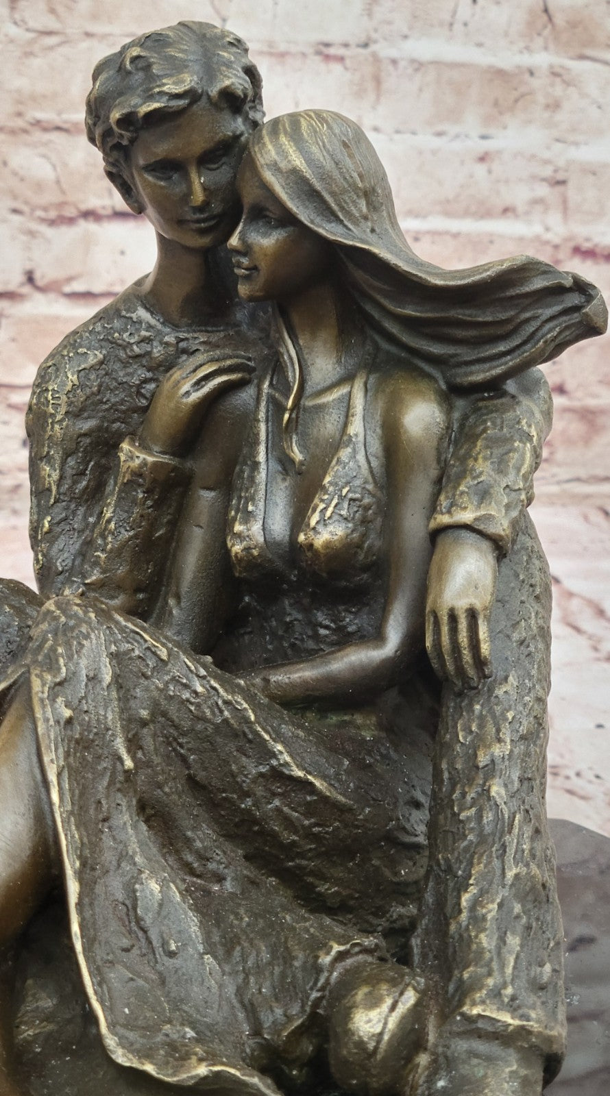 Hand Made Museum Quality Classic Modern Art Man & His Girl Friend Bronze Statue