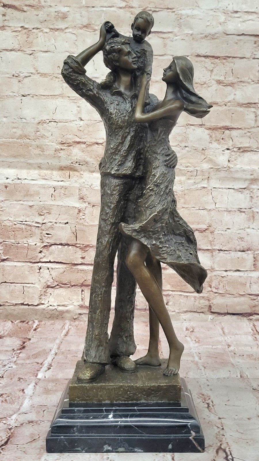 Handcrafted Detailed Mom and dad and their Love Child Bronze Masterpiece Sale
