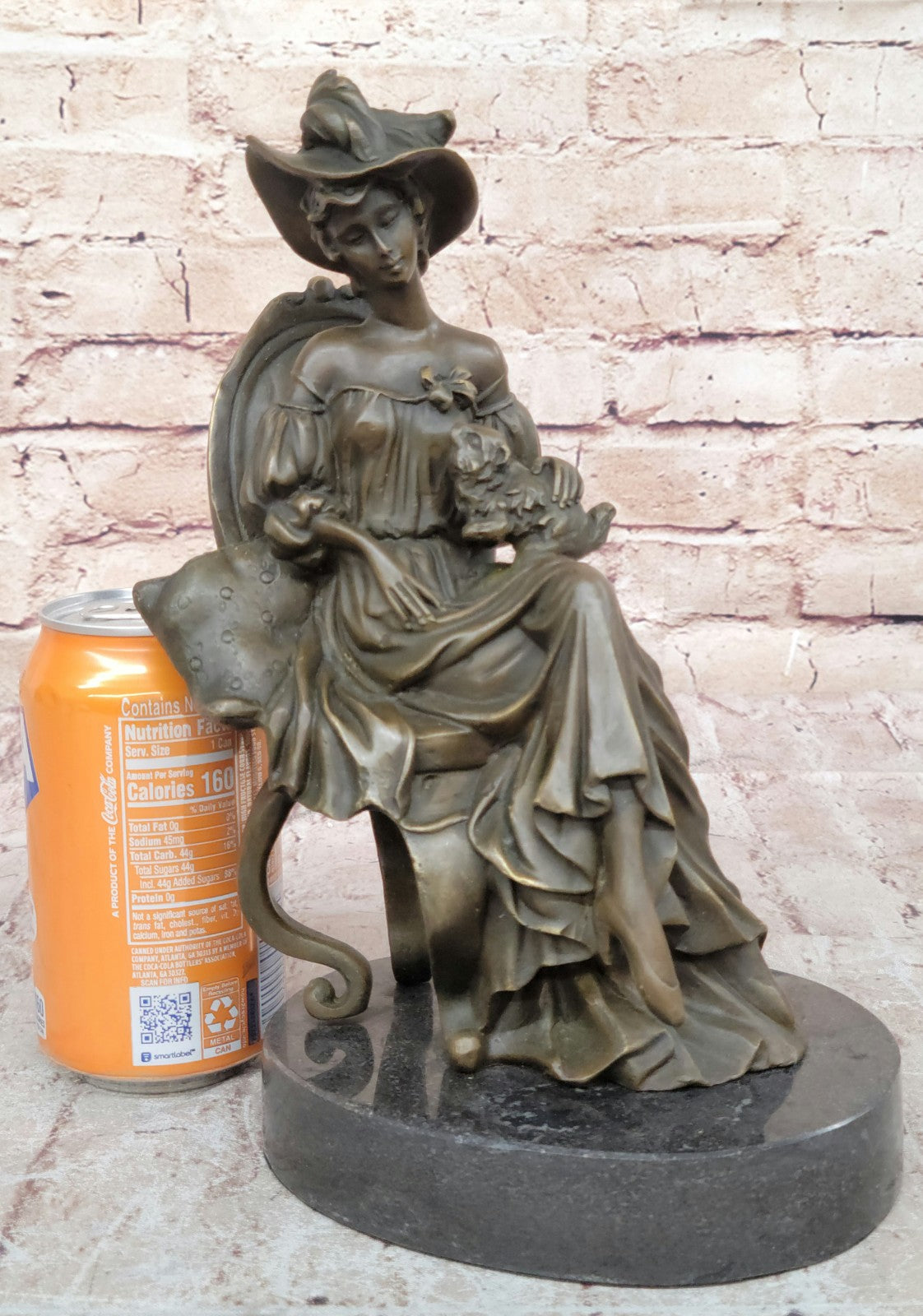 Art Deco Sculpture Victorian Lady Girl Woman Sitting With dog Bronze Statue Sale
