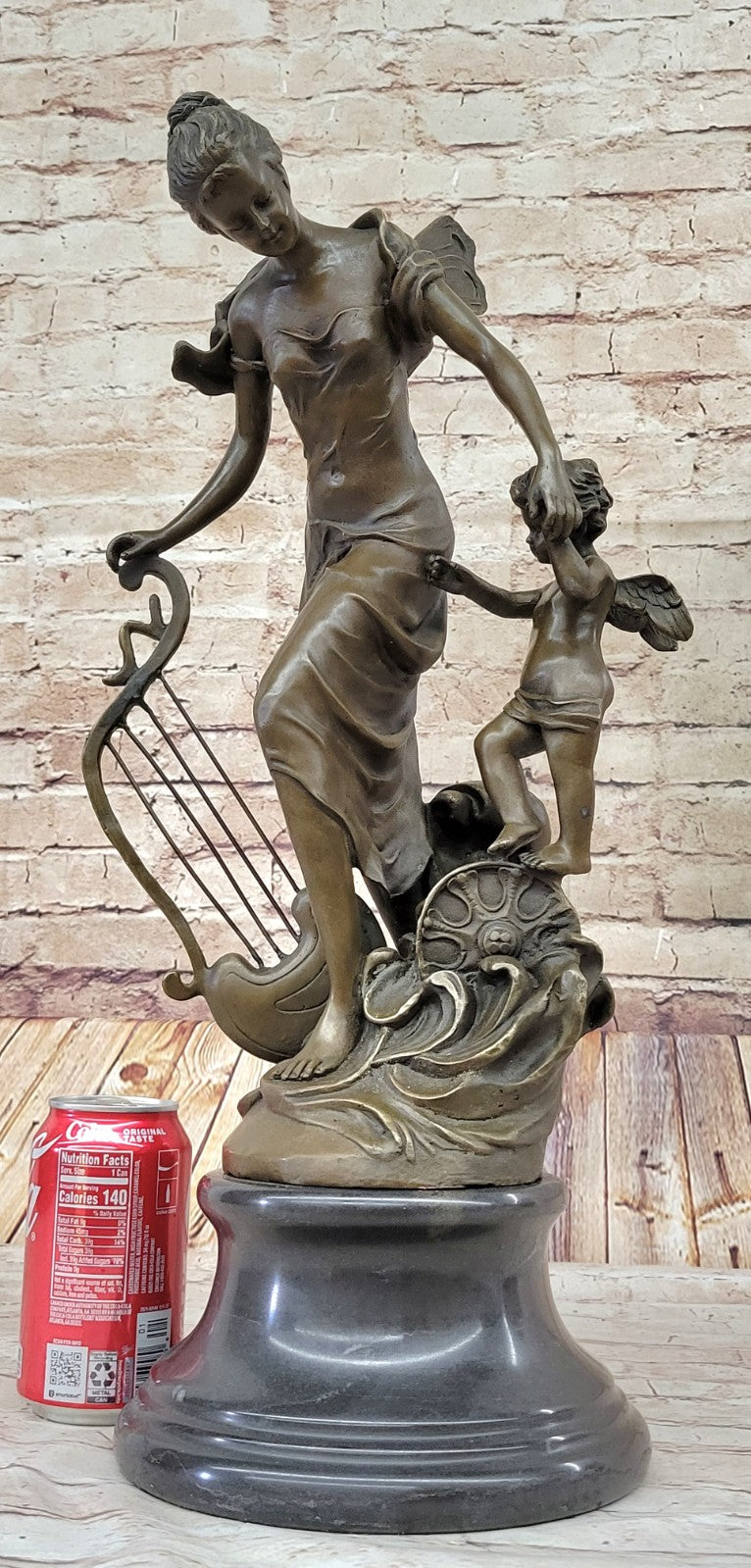 Sexy Fairy with Putti Bronze Sculpture Female Celestial Figure Gift Craft Ornate