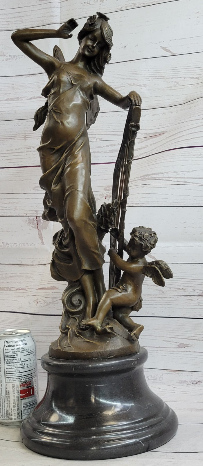 Butterfly Girl Angel Nymph Fairy Fantasy Collectible Bronze Marble Statue Art Deco