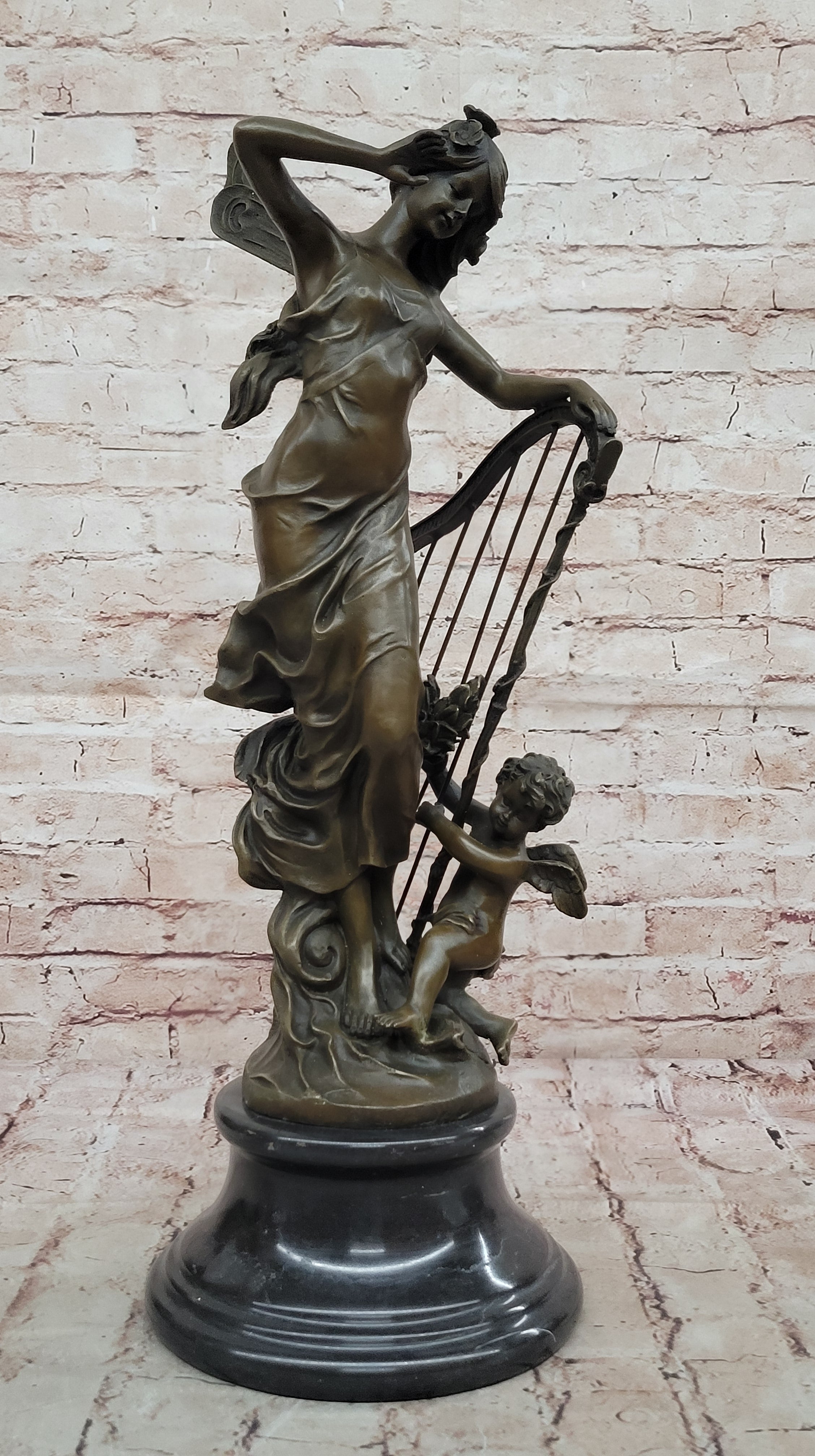 Butterfly Girl Angel Nymph Fairy Fantasy Collectible Bronze Marble Statue Art Deco
